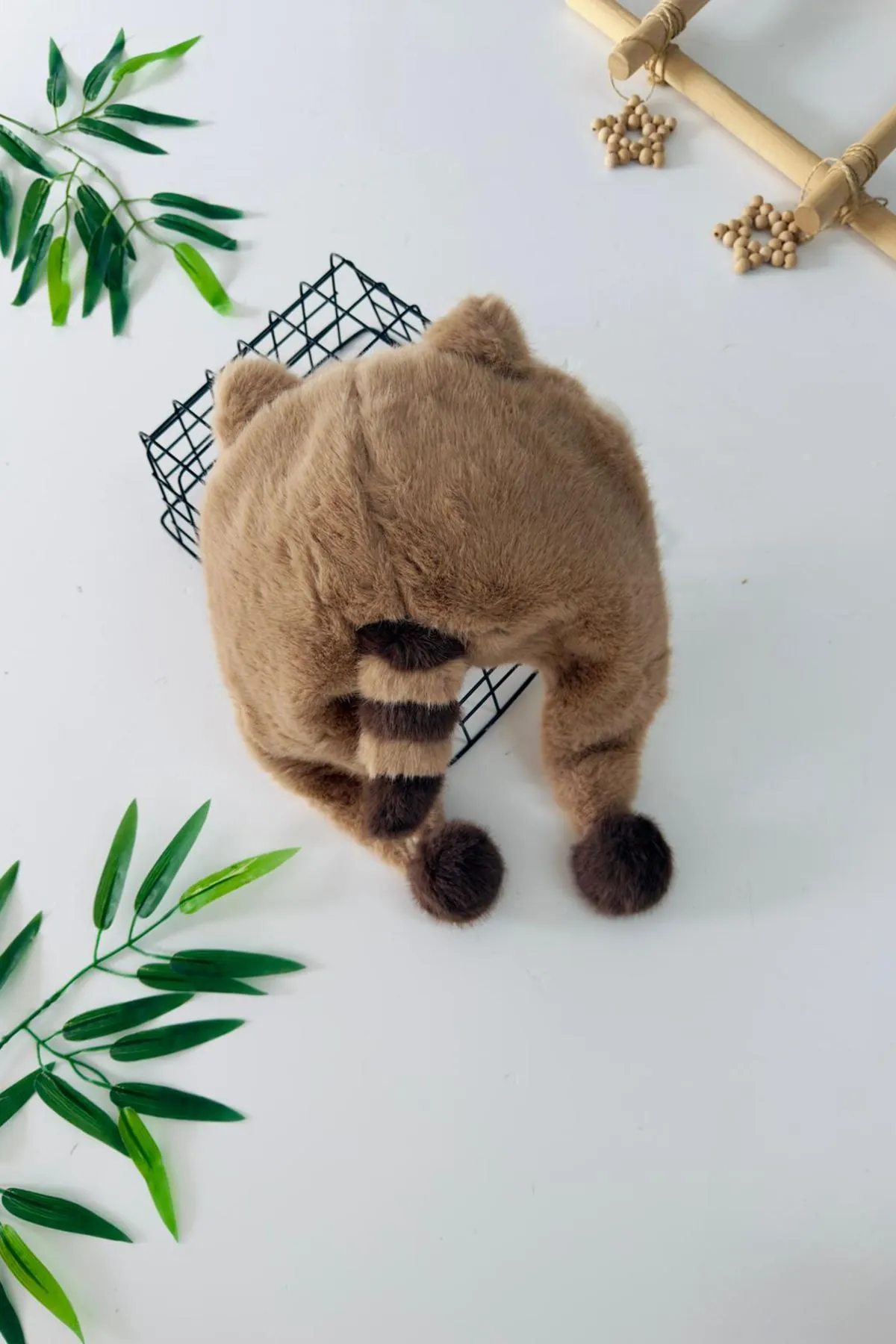 Miniğimin Cicileri Peluş Rakun Kulaklı Sevimli Hareketli Kulaklık - Kahve