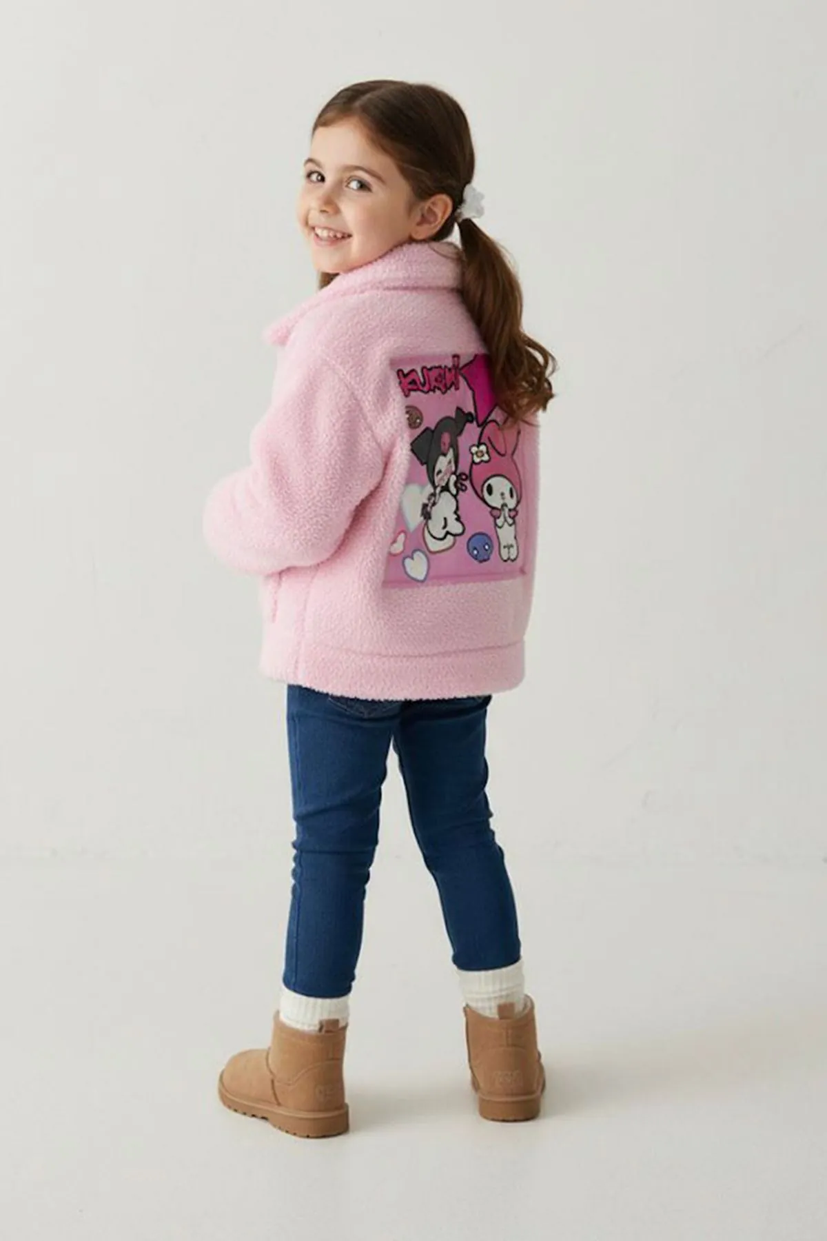 Miniğimin Cicileri Peluş Krm Kız Çocuk Hırka - Pembe