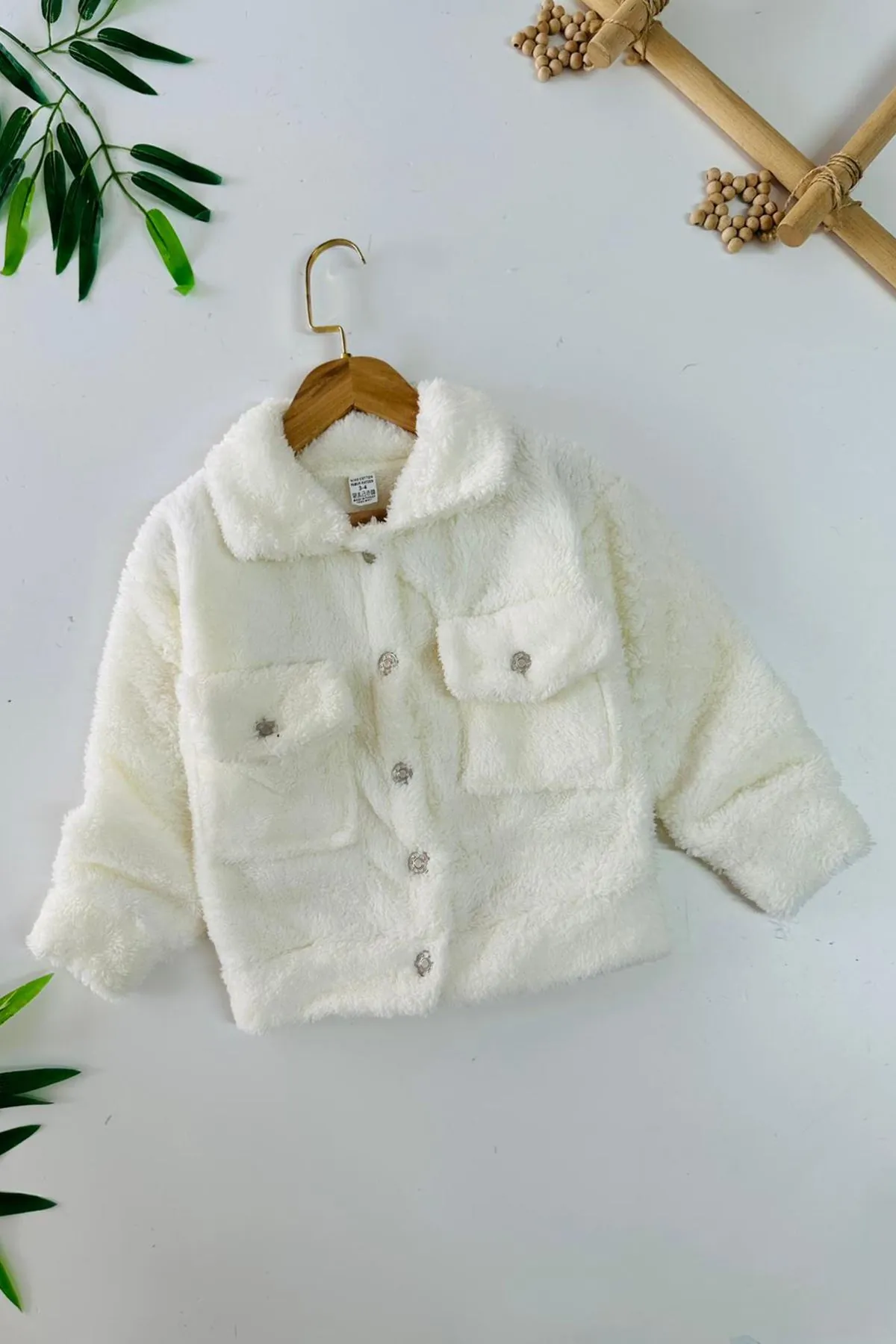Miniğimin Cicileri Peluş Krm Kız Çocuk Hırka - Krem