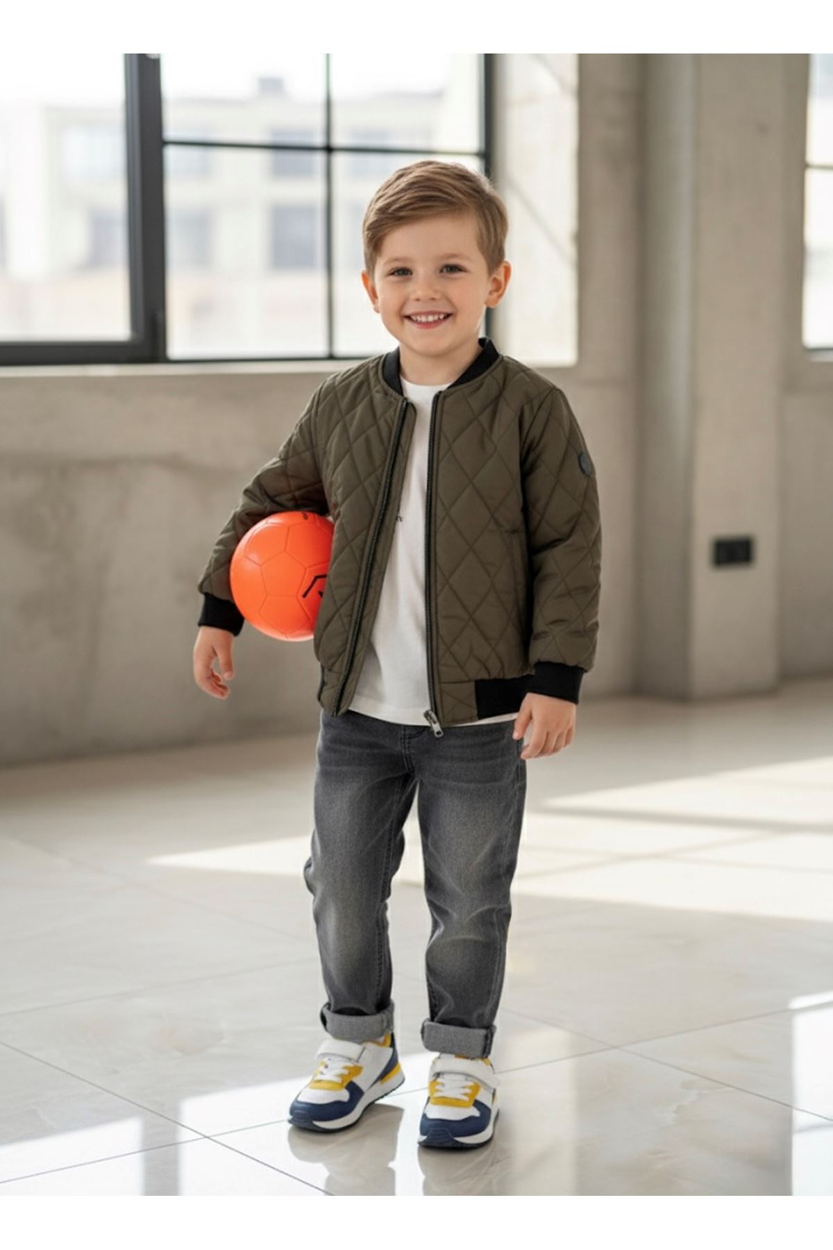 Miniğimin Cicileri LV Çift Tafarlı Kapitone Montlu Erkek Çocuk 3 Lü Takım - Haki