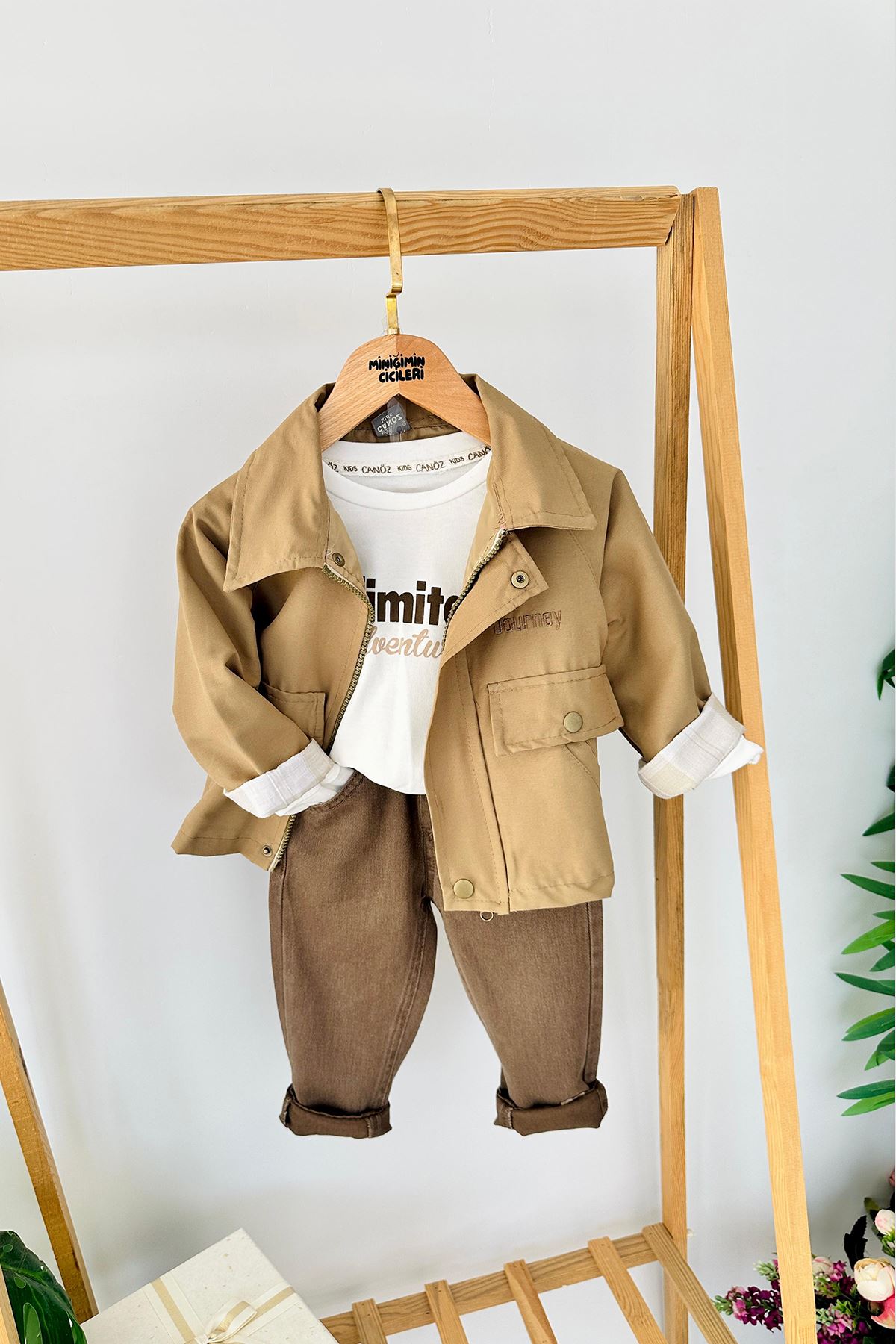 Miniğimin Cicileri Unlimited Adventure Baskılı Ceketli Erkek Çocuk 3’lü Takım - Kahverengi