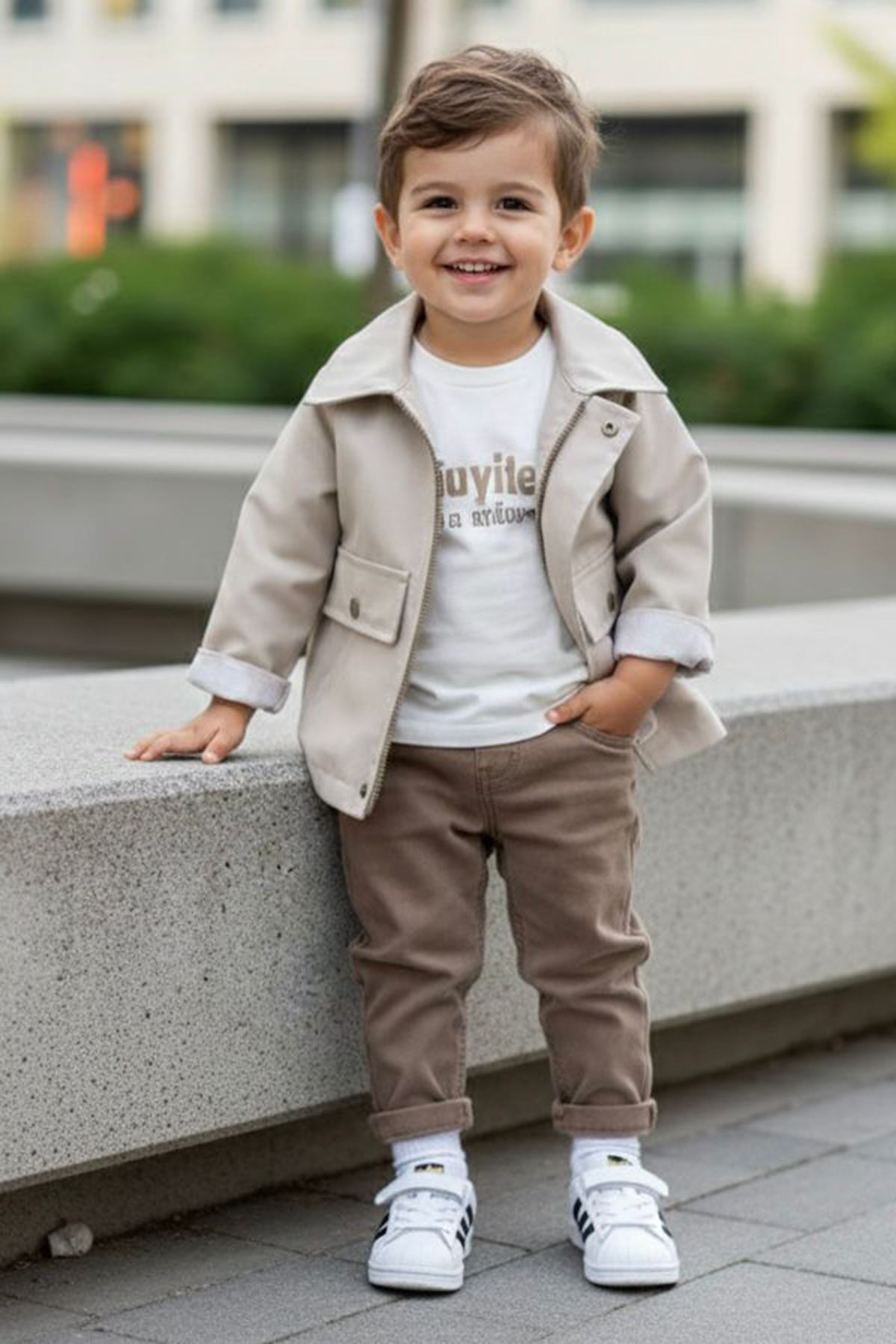Miniğimin Cicileri Unlimited Adventure Baskılı Ceketli Erkek Çocuk 3’lü Takım - Bej