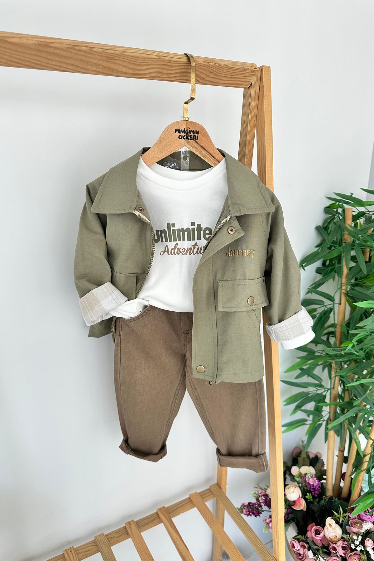 Miniğimin Cicileri Unlimited Adventure Baskılı Ceketli Erkek Çocuk 3’lü Takım - Yeşil