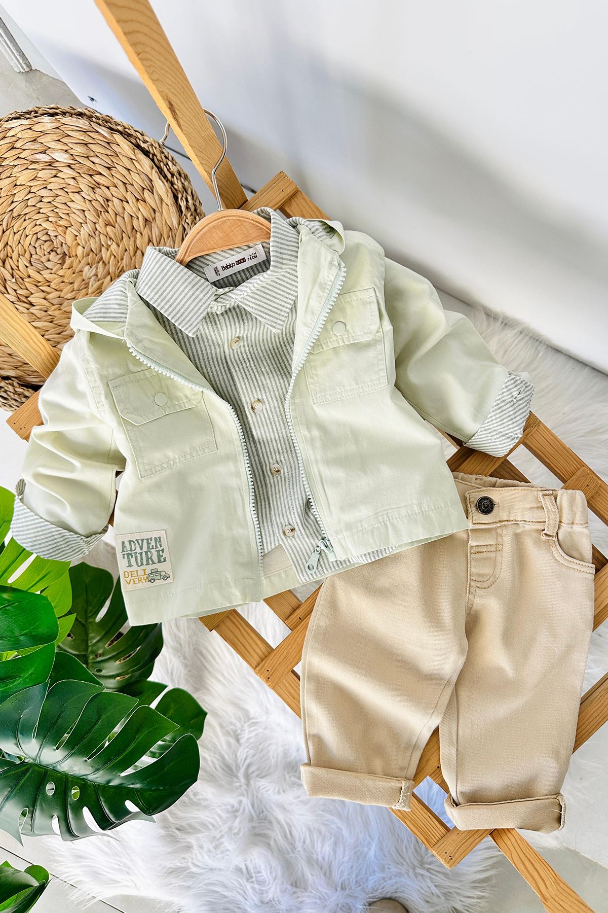 Miniğimin Cicileri Adventure 3 Lü Pamuklu Erkek Bebek Takım - Su Yeşili