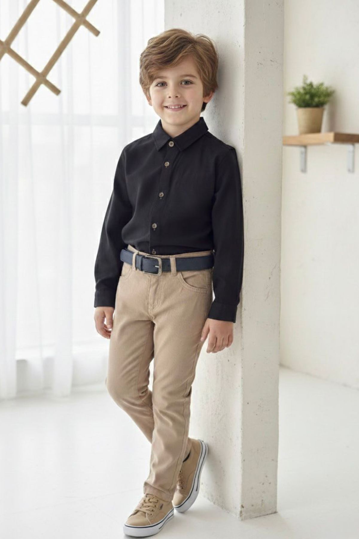 Miniğimin Cicileri Kol Katlamalı Kemerli Erkek Çocuk Spor Takım - Siyah