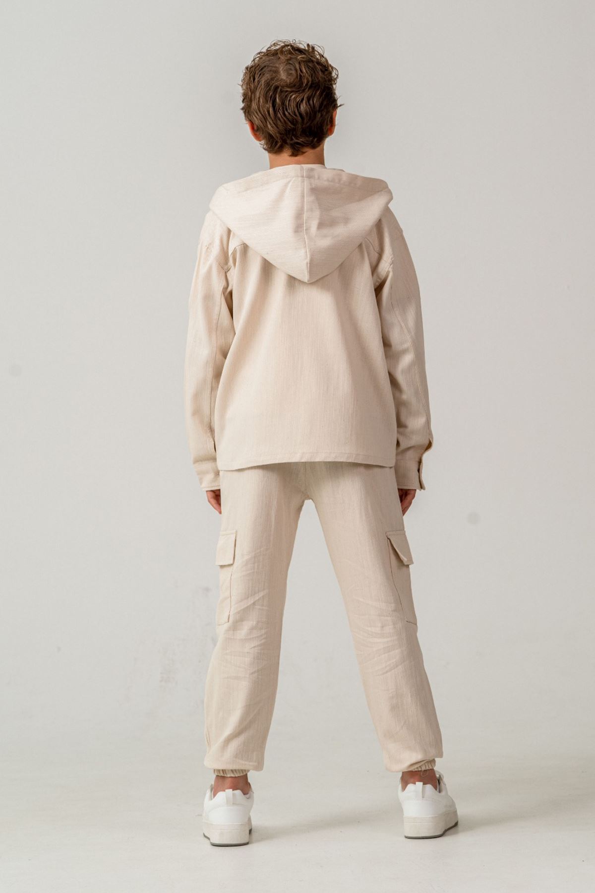 Miniğimin Cicileri İmagine Kargo Cepli Pamuk 3 lü Erkek Çocuk Takım - Krem