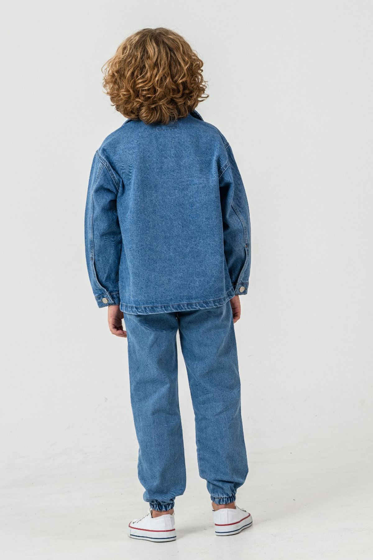 Miniğimin Cicileri Armalı Spor Kot Erkek Çocuk 3’lü Takım - Mavi