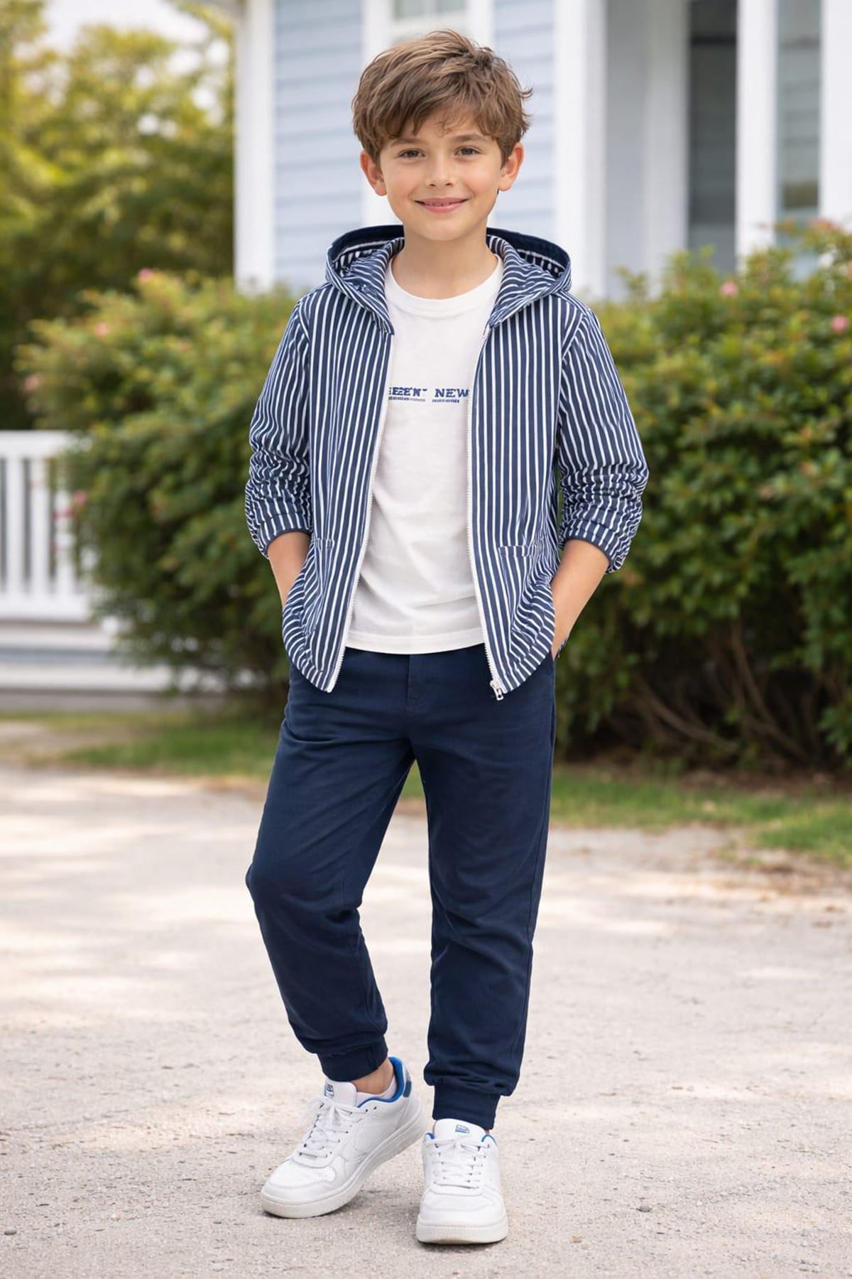 Miniğimin Cicileri Çizgili Dokuma 3 Lü Spor Erkek Çocuk Takım - Lacivert