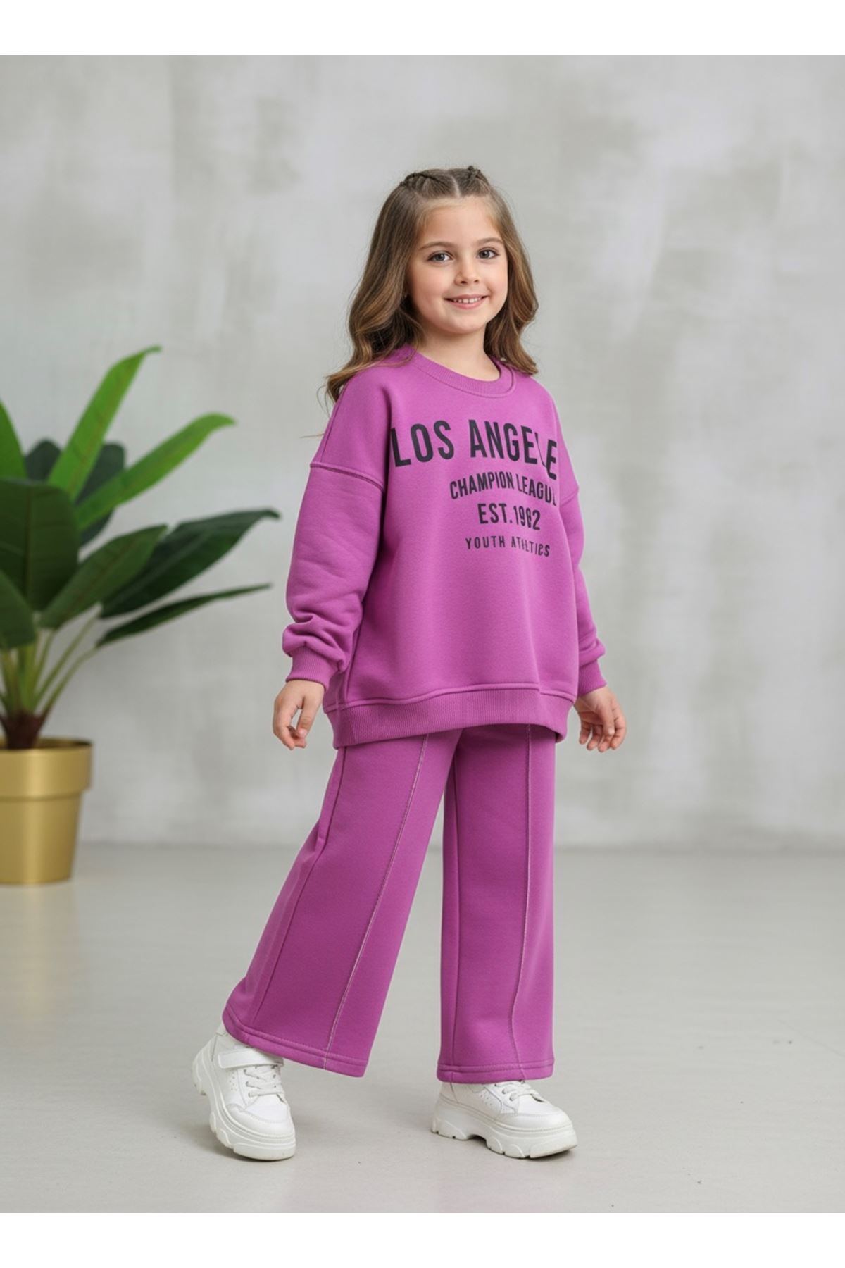 Miniğimin Cicileri Los Angeles Pantolonlu Kız Çocuk Takım - Vişne