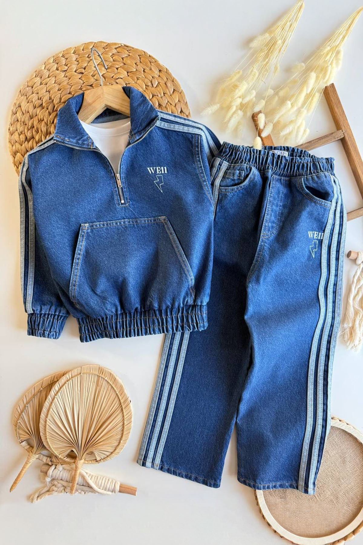 Miniğimin Cicileri We11 Baskılı Spor Kot Erkek Çocuk Takım - Mavi