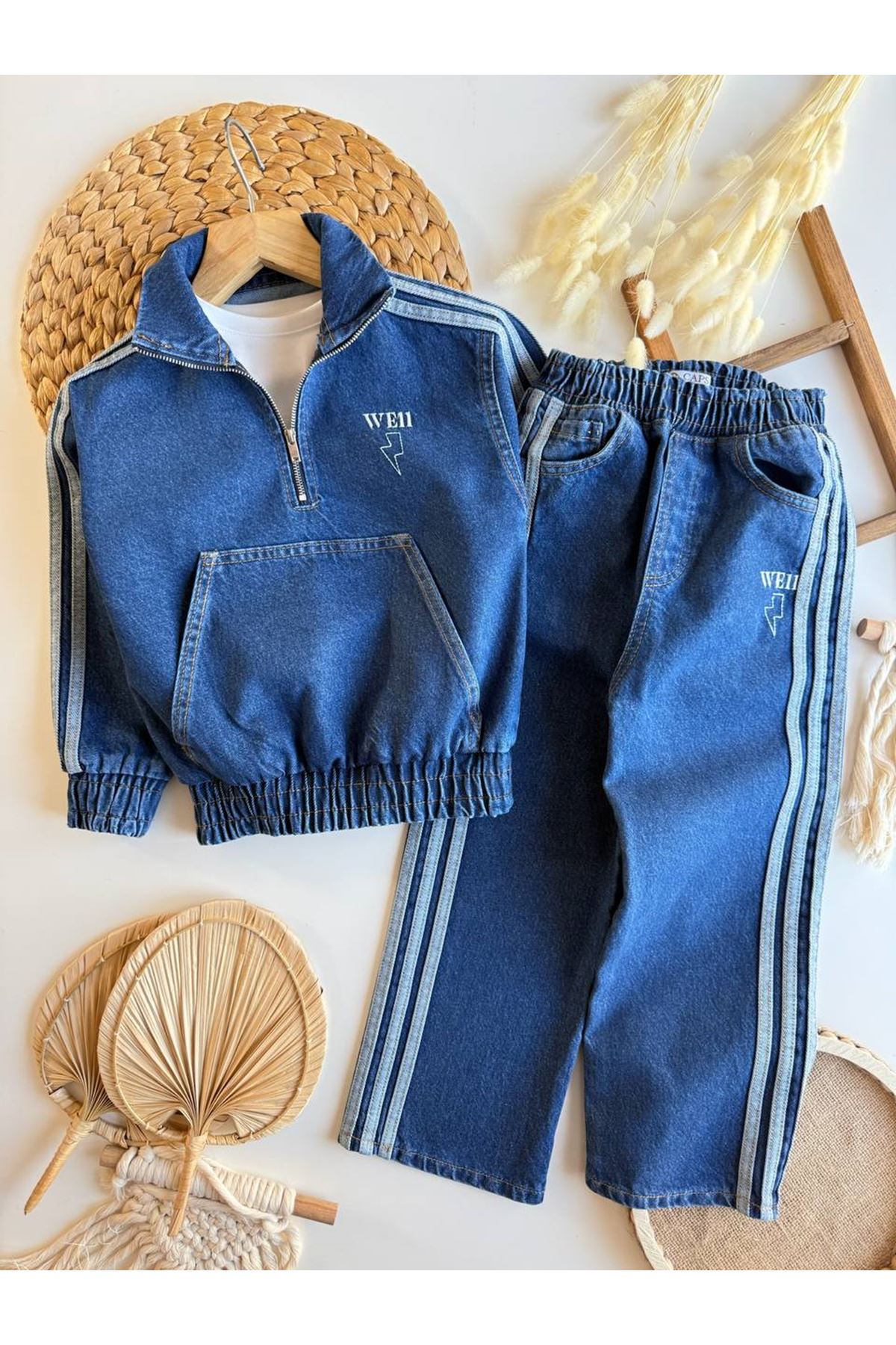 Miniğimin Cicileri We11 Baskılı Spor Kot Erkek Çocuk Takım - Mavi