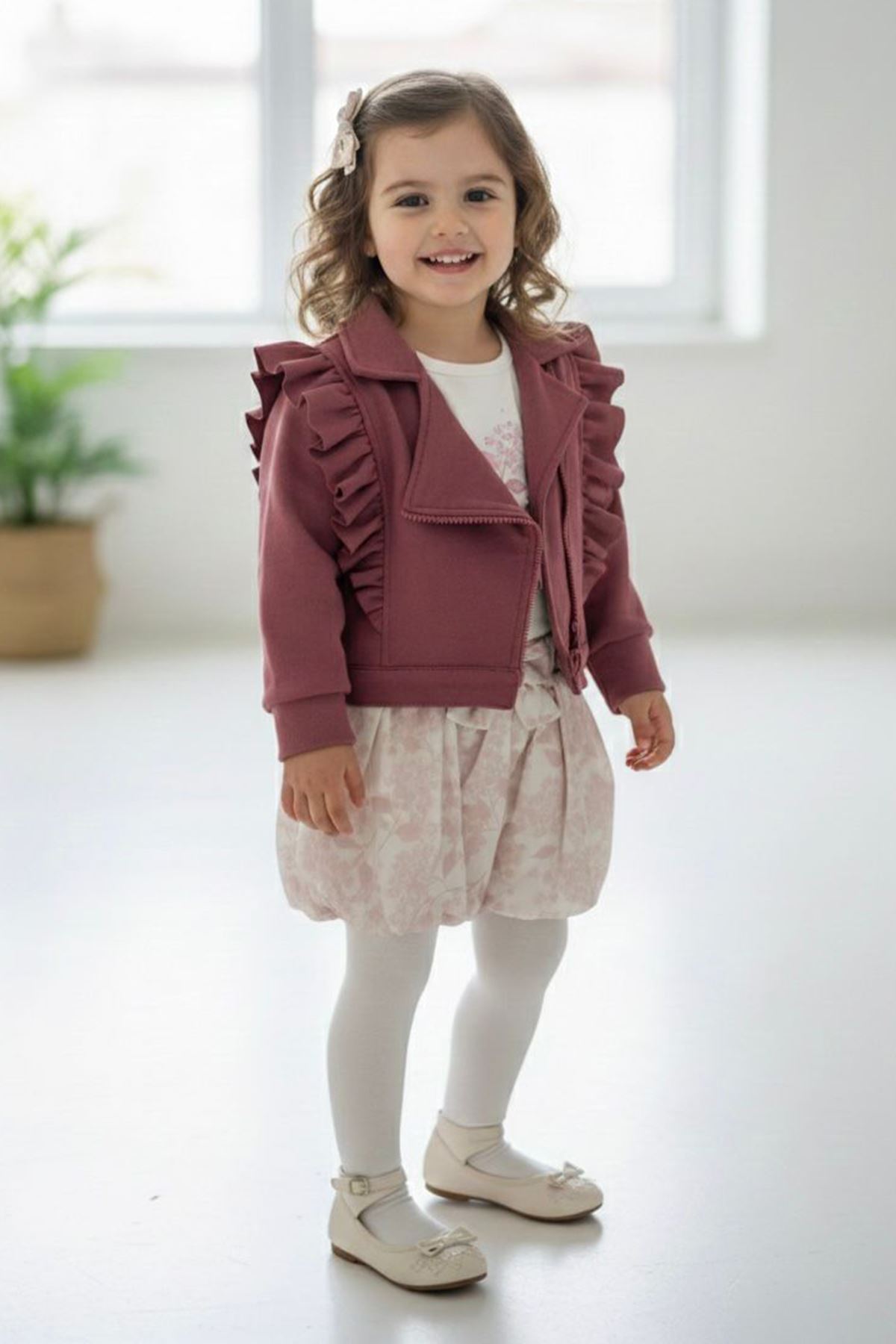 Miniğimin Cicileri Süet Ceketli Balon Etek 4 lü Kız Çocuk Takım - Mor