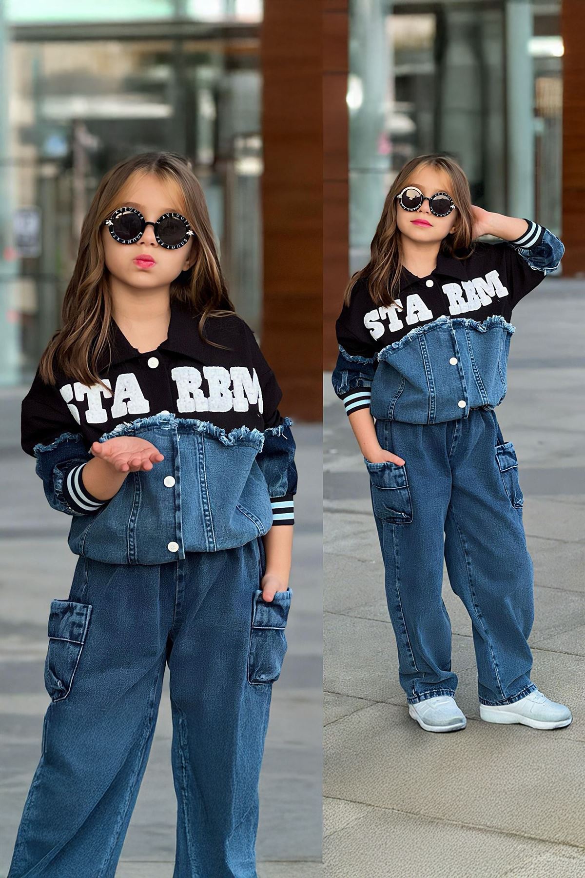 Miniğimin Cicileri Starbm Kotlu Nakışlı Kıx Çocuk 2 li Takım - Siyah