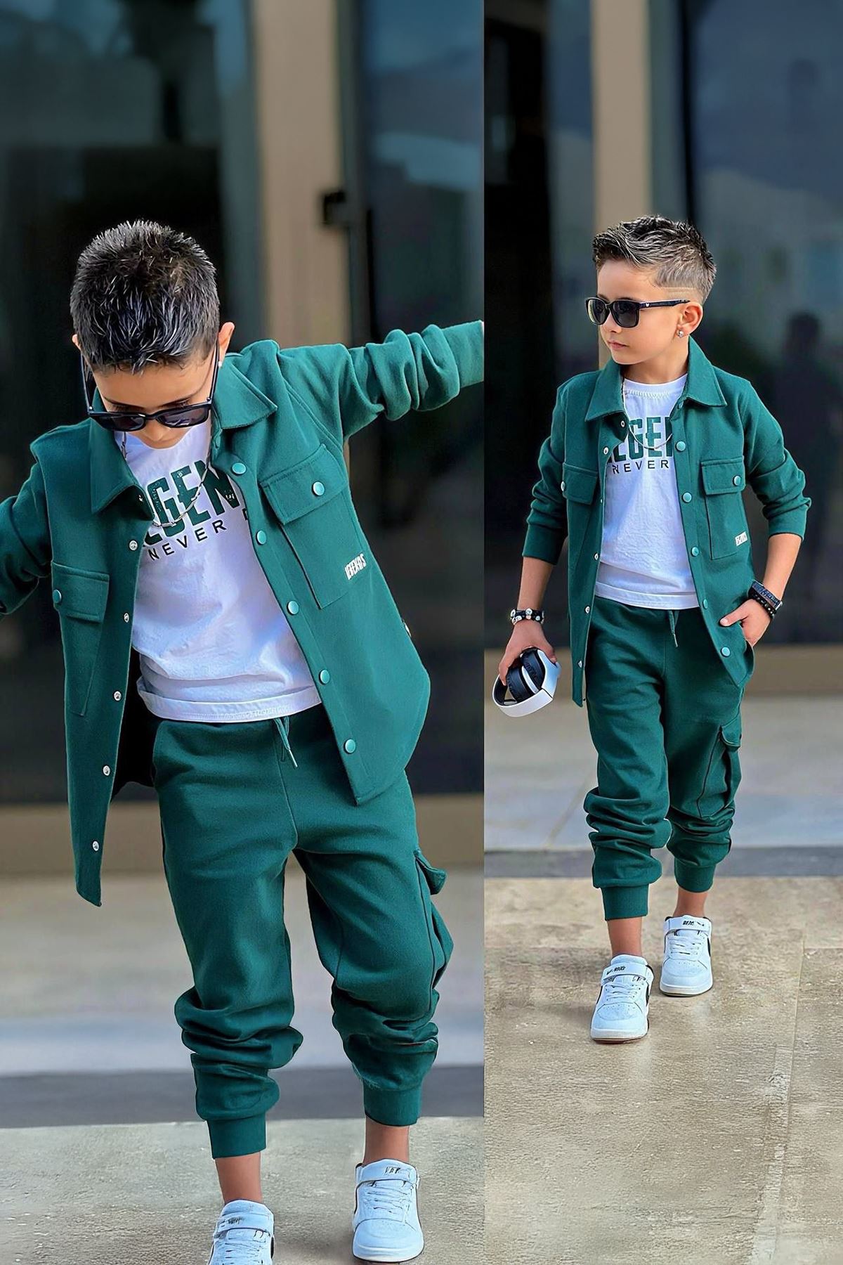 Miniğimin Cicileri Legends Ceketli Erkek Çocuk 3 lü Takım - Yeşil