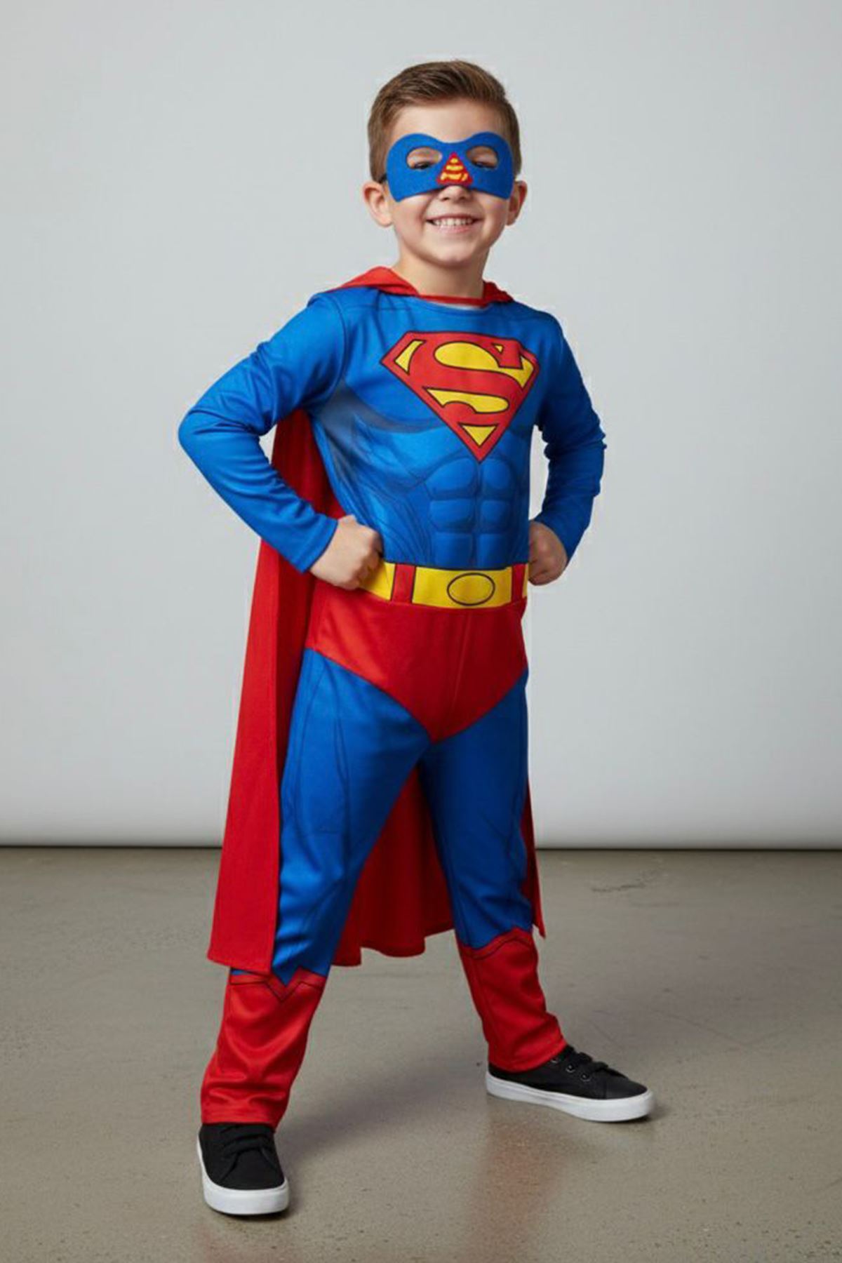 Miniğimin Cicileri Süpermen Pelerinli Erkek Çocuk Kostüm - Mavi