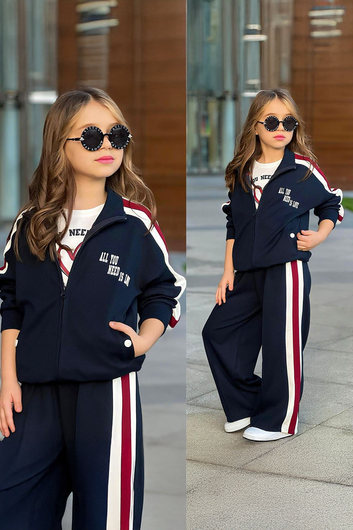 Minigimin Cicileri All You Şeritli Oysho 3 lü Kız Çocuk Takım - Lacivert