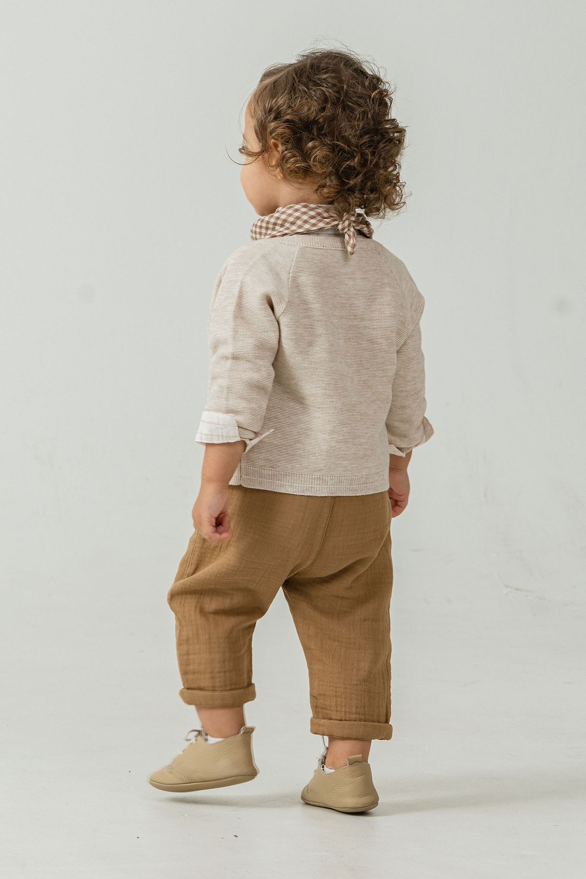 Minigimin Cicileri Süzüne Aslan Nakışlı Triko Hırka 4'lü Erkek Bebek Takım - Bej