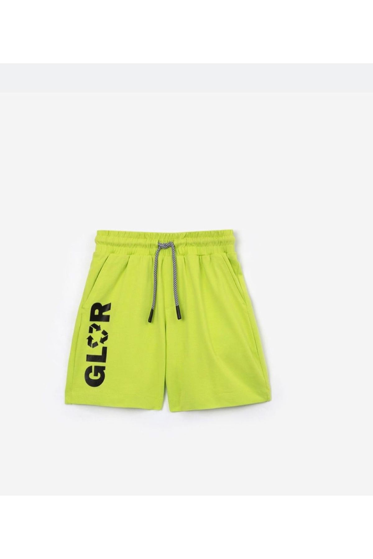 Miniğimin Cicileri Glor Baskılı Geniş Kalıp Unisex Şort - Yeşil