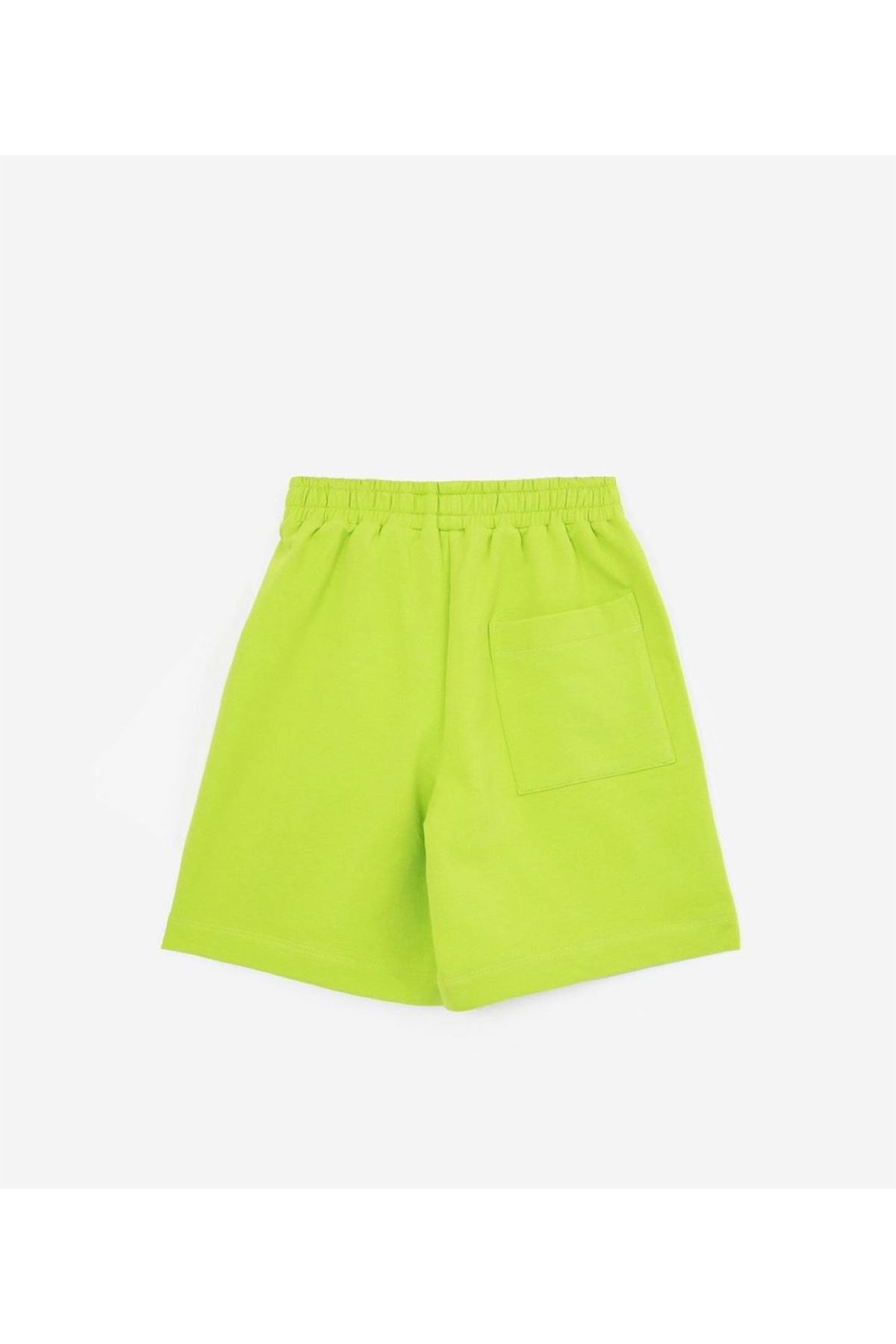 Miniğimin Cicileri Glor Baskılı Geniş Kalıp Unisex Şort - Yeşil