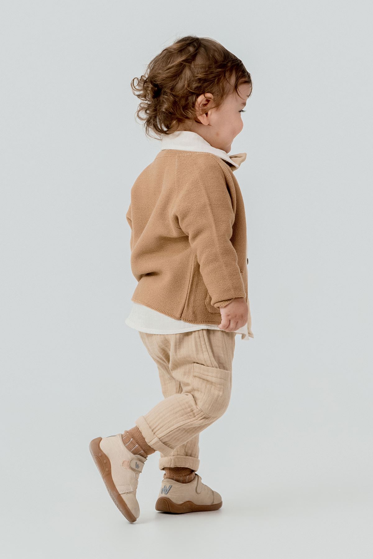 Minigimin Cicileri Zurefa Nakışlı Triko Hırka 4'LÜ Erkek Bebek Takım - Kahverengi