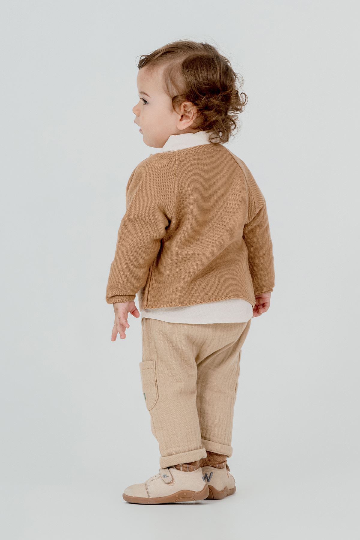 Minigimin Cicileri Zurefa Nakışlı Triko Hırka 4'LÜ Erkek Bebek Takım - Kahverengi