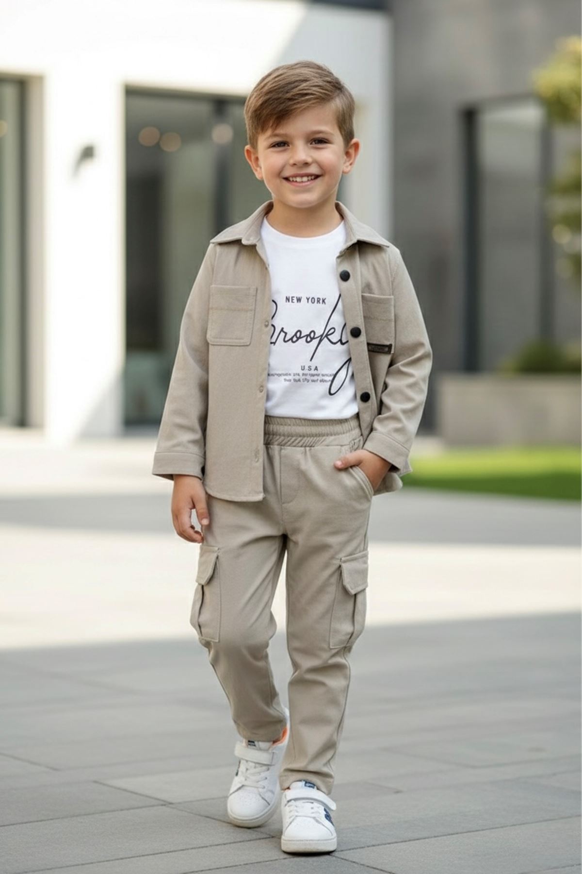 Miniğimin Cicileri Paraşüt Esnek Brokly Baskılı Erkek Çocuk 3 lü Takım - Taş