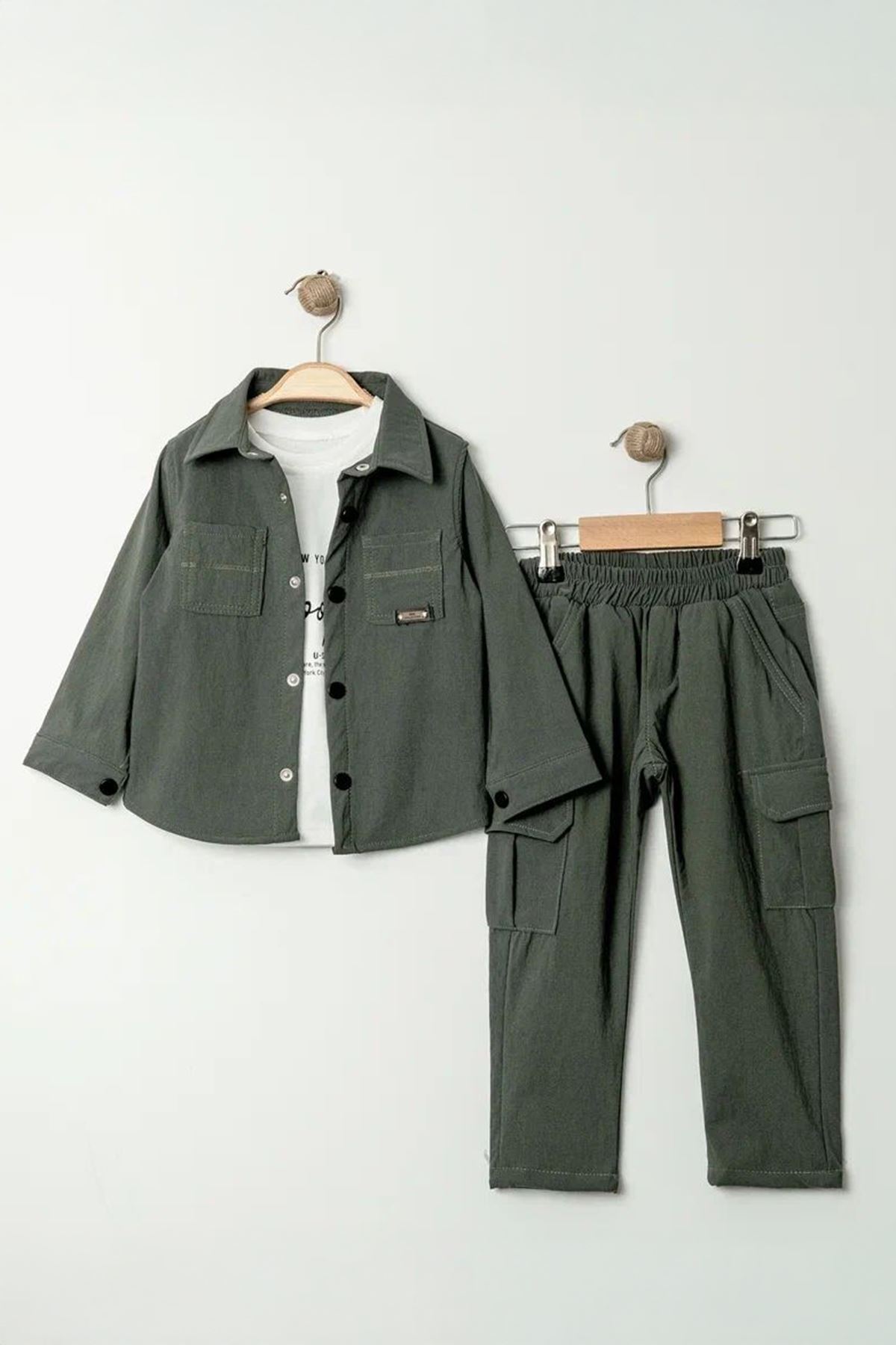 Miniğimin Cicileri Paraşüt Esnek Brokly Baskılı Erkek Çocuk 3 lü Takım - Yeşil