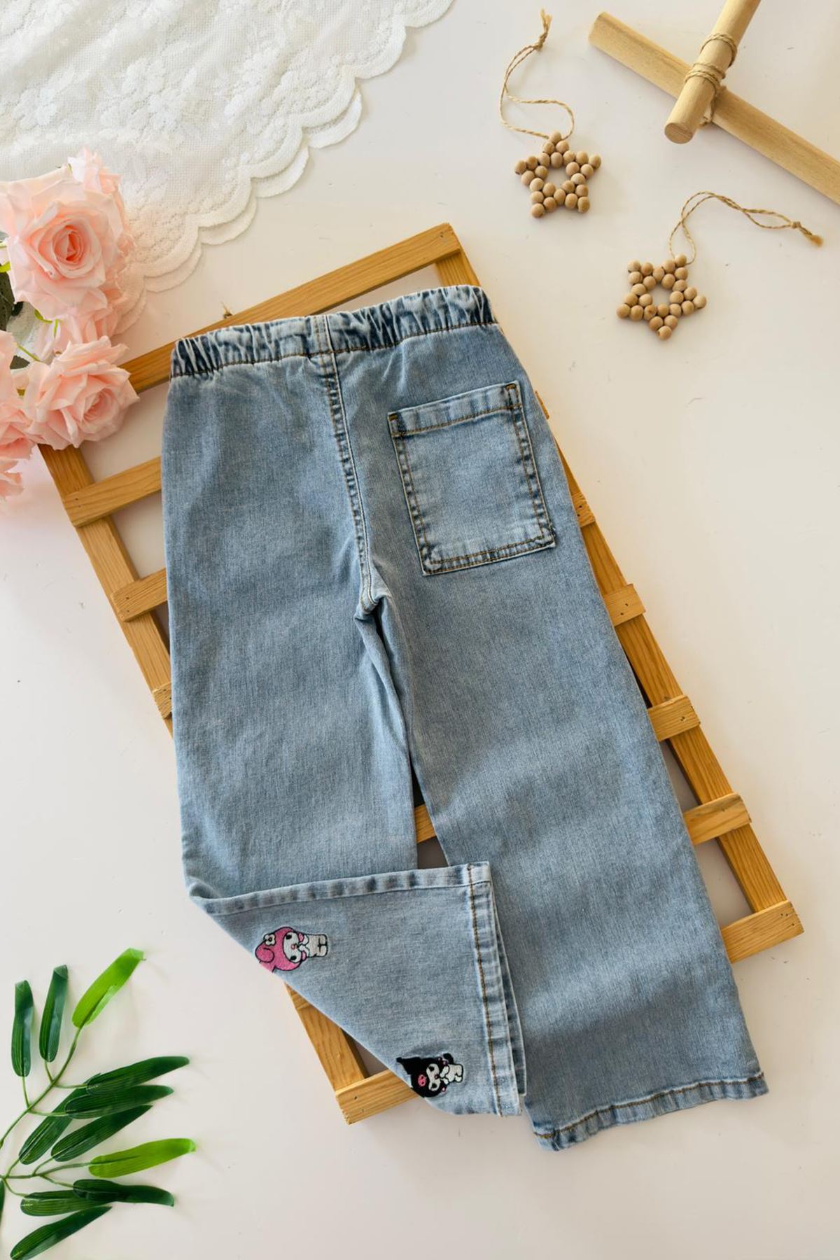 Miniğimin Cicileri Krm İşlemeli Kız Çocuk Kot Pantolon - Mavi