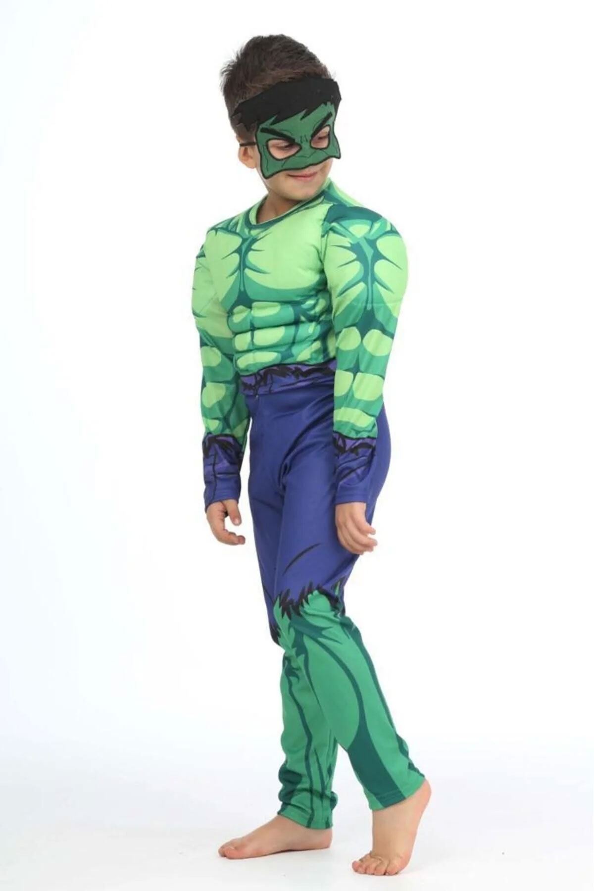 Minigimin Cicileri Kaslı Hulk Erkek Çocuk kostüm - Yeşil