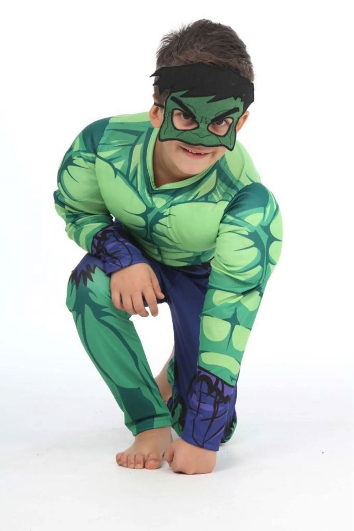 Minigimin Cicileri Kaslı Hulk Erkek Çocuk kostüm - Yeşil