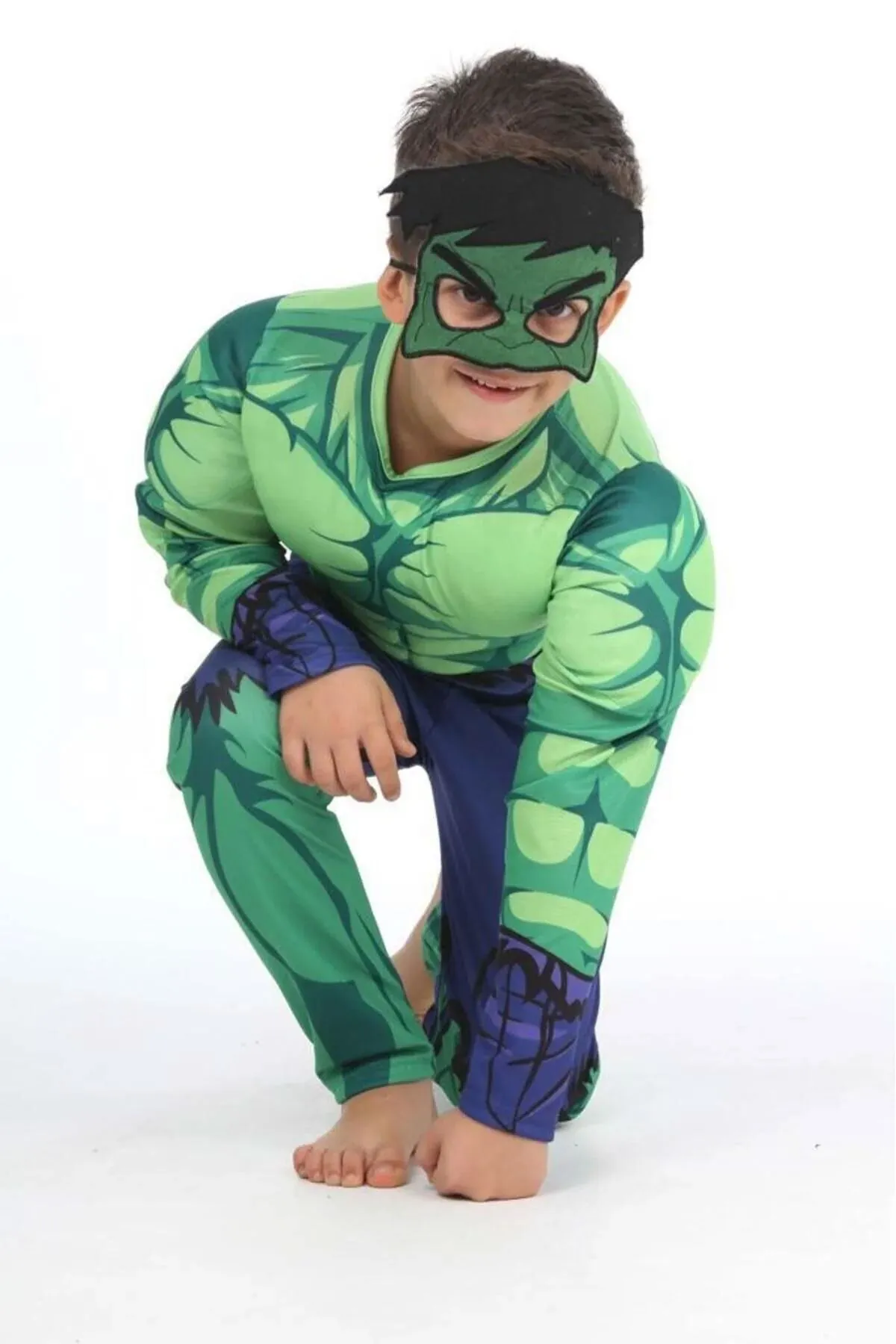 Minigimin Cicileri Kaslı Hulk Erkek Çocuk kostüm - Yeşil