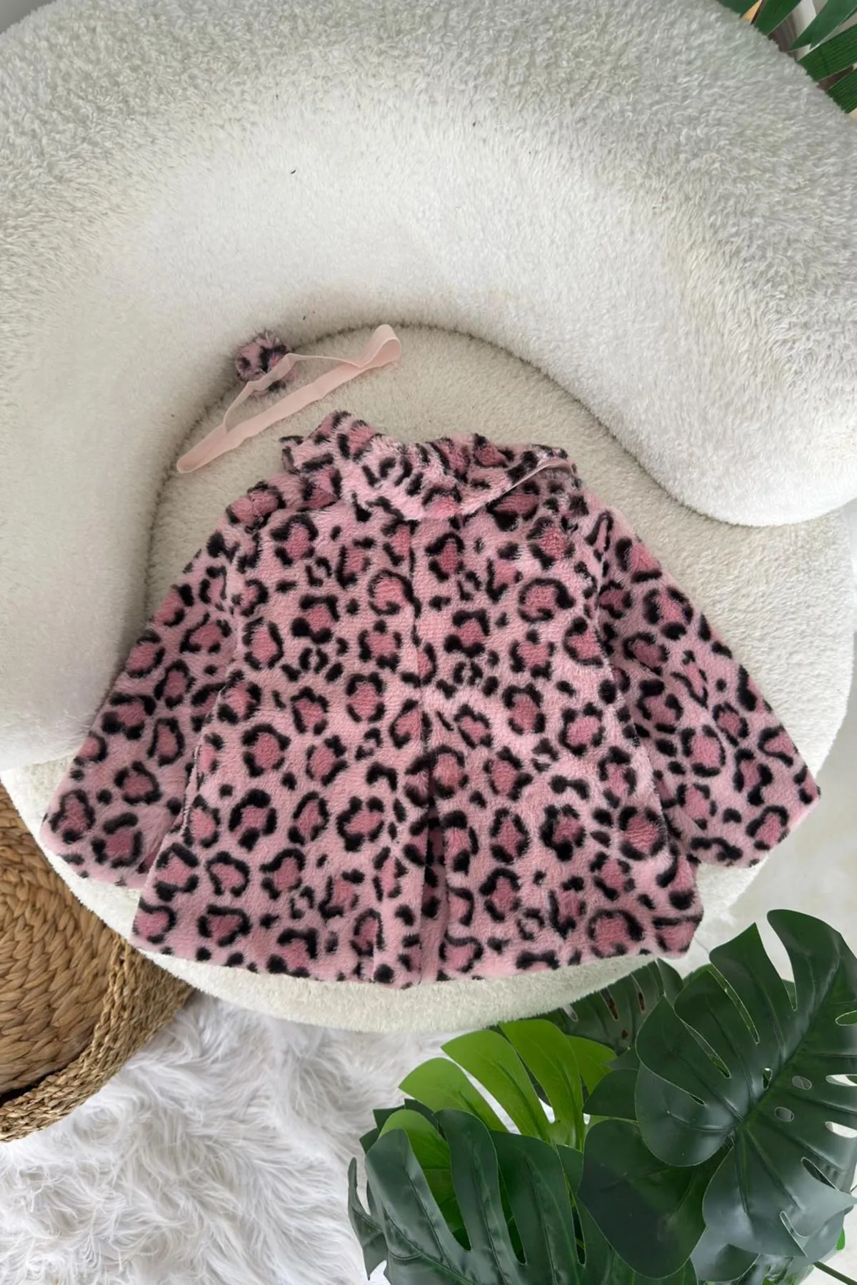 Miniğimin Cicileri Leopar Astarlı Kız Bebek Ceket - Pembe