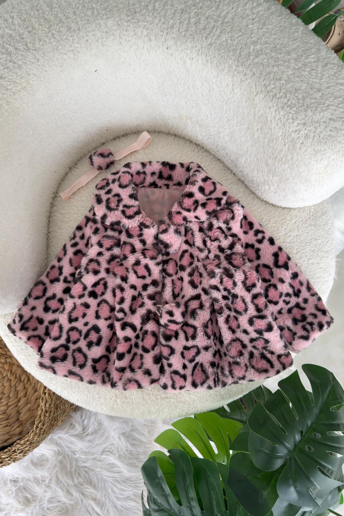 Miniğimin Cicileri Leopar Astarlı Kız Bebek Ceket - Pembe