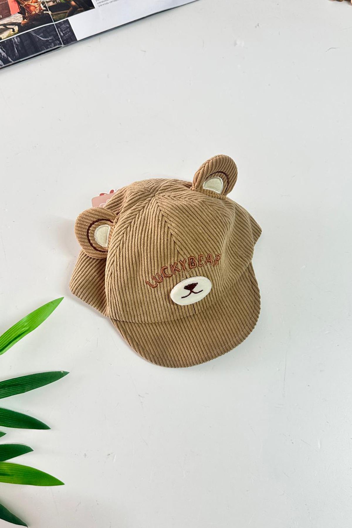 Miniğimin Cicileri Figürlü Keten  1-3 Yaş Şapka - Bej