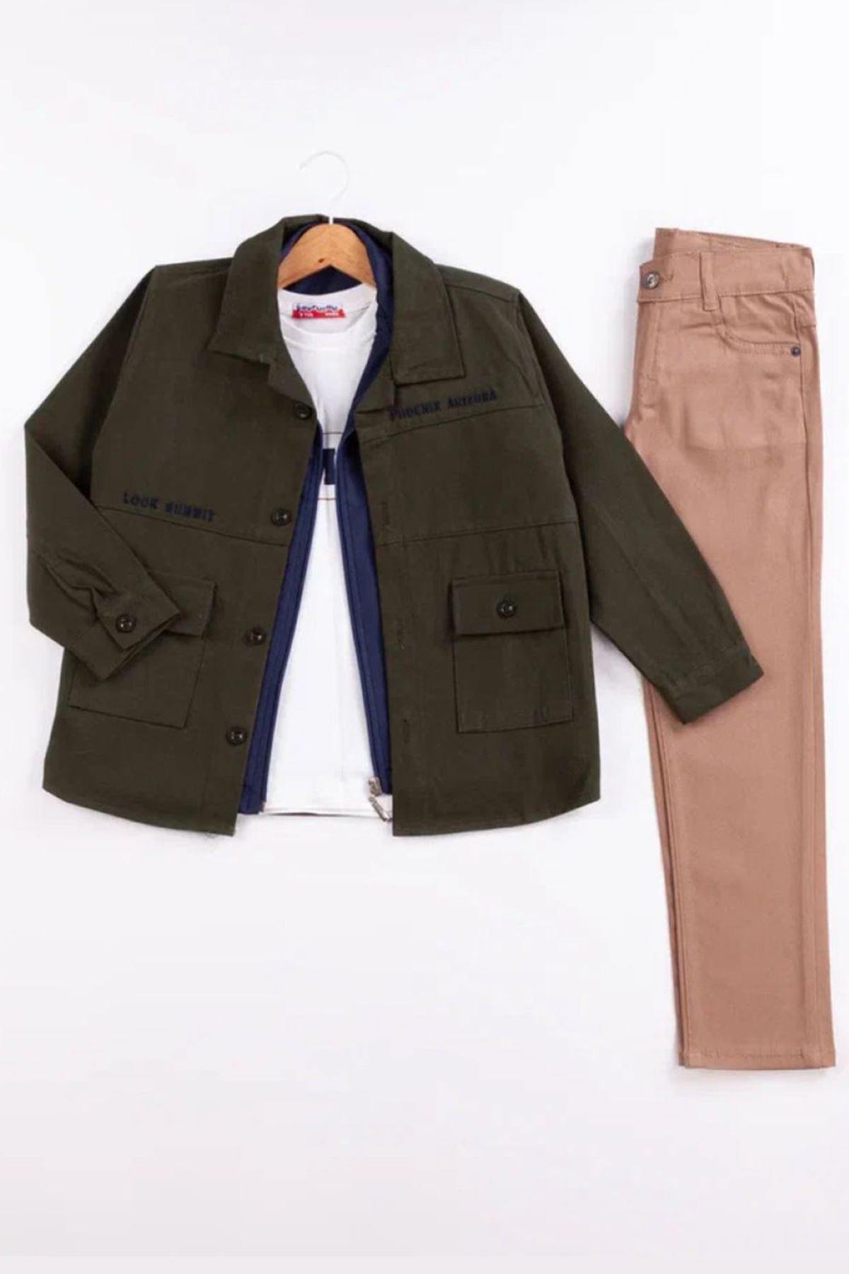 Miniğimin Cicileri (9-12) Look İşlemeli Erkek Çocuk 4 lü Takım - Yeşil