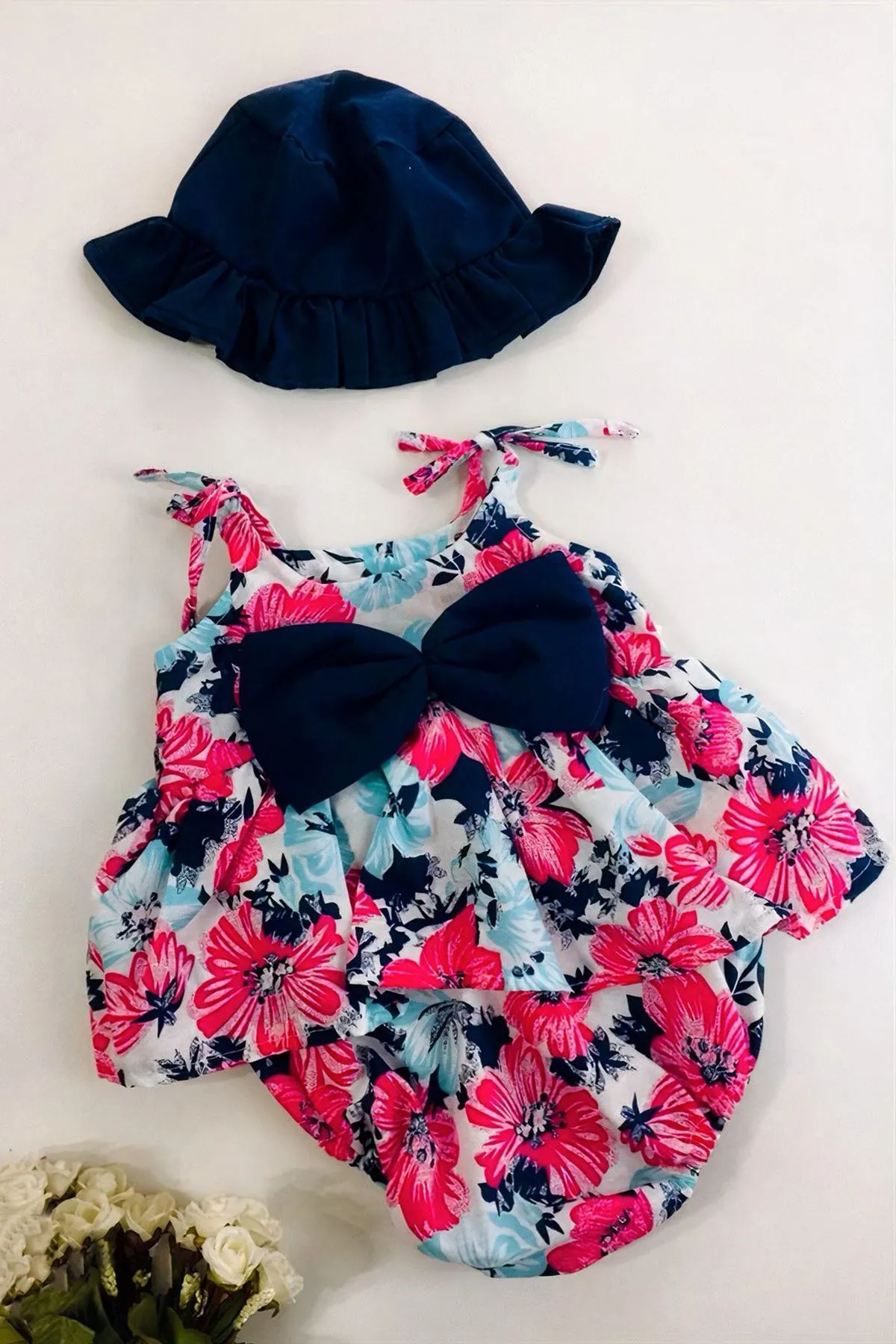 Minigimin Cicileri fiyonk detaylı kız bebek tulum - Pembe