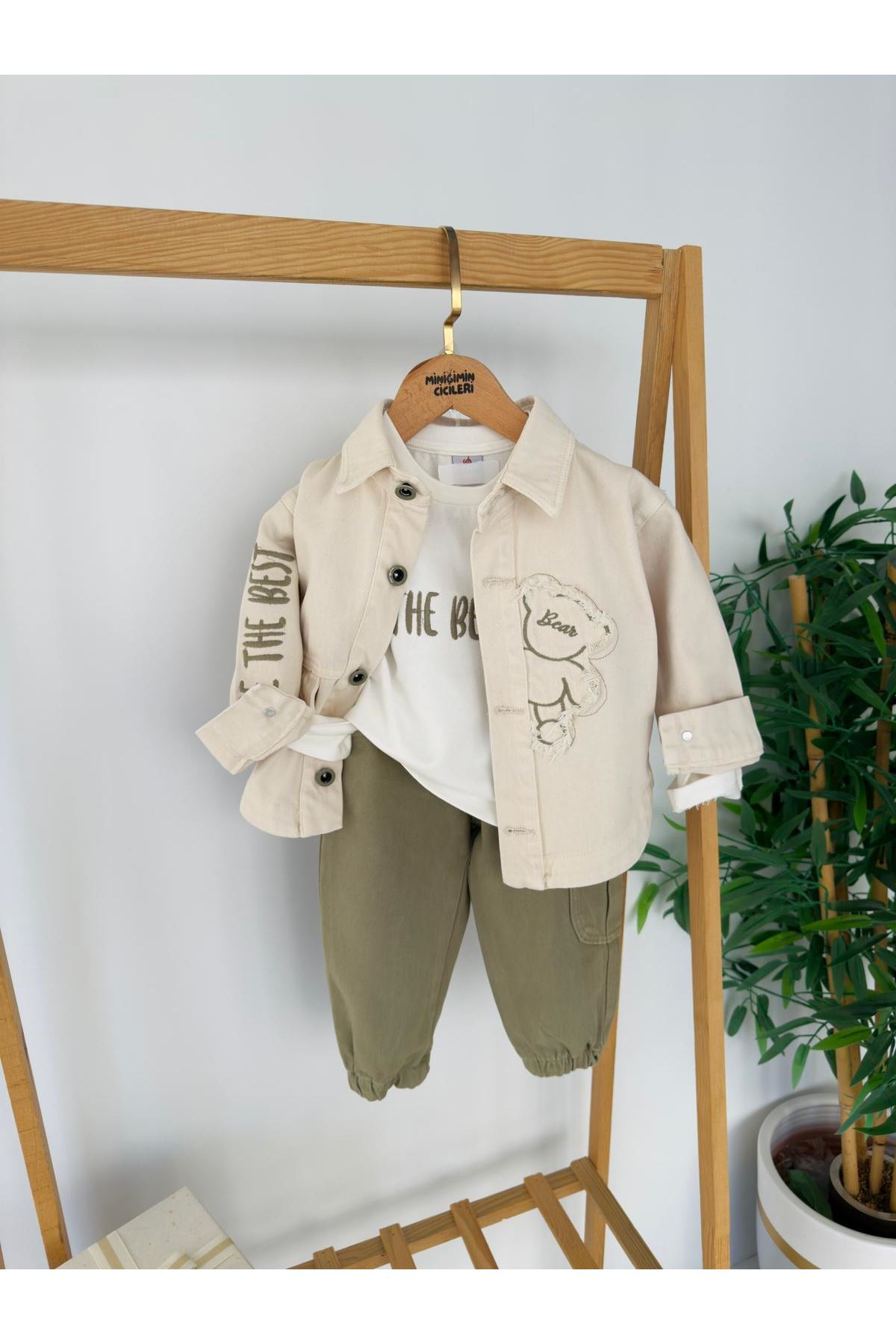 Miniğimin Cicileri The Best İşlemeli Bear Detaylı Erkek Çocuk 3 lü Pamuklu Takım - Yeşil