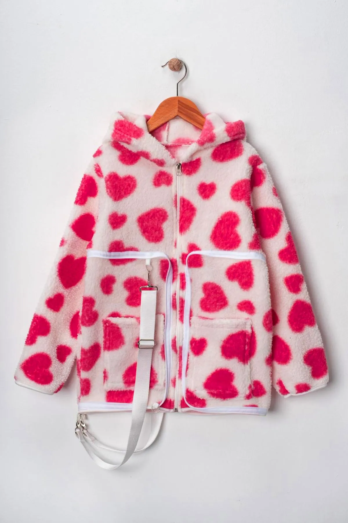 Miniğimin Cicileri Sırt Çantasına Dönüşebilen Peluş Unisex Çocuk  Mont - Pembe