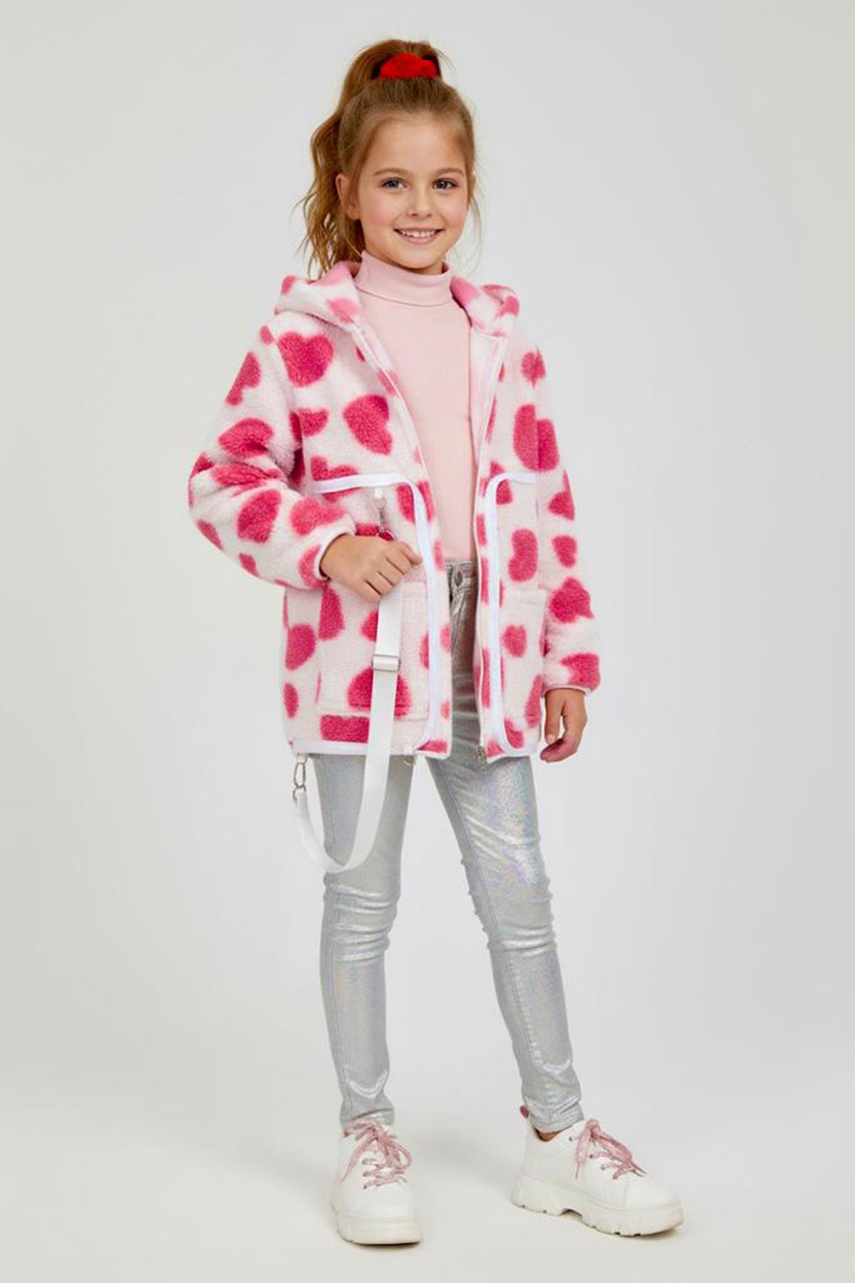 Miniğimin Cicileri Sırt Çantasına Dönüşebilen Peluş Unisex Çocuk  Mont - Pembe