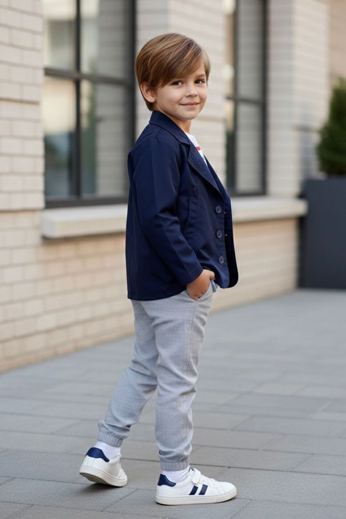 Miniğimin Cicileri California Baskılı Tişörtlü Ceketli Erkek Çocuk 3’lü Takım - Lacivert