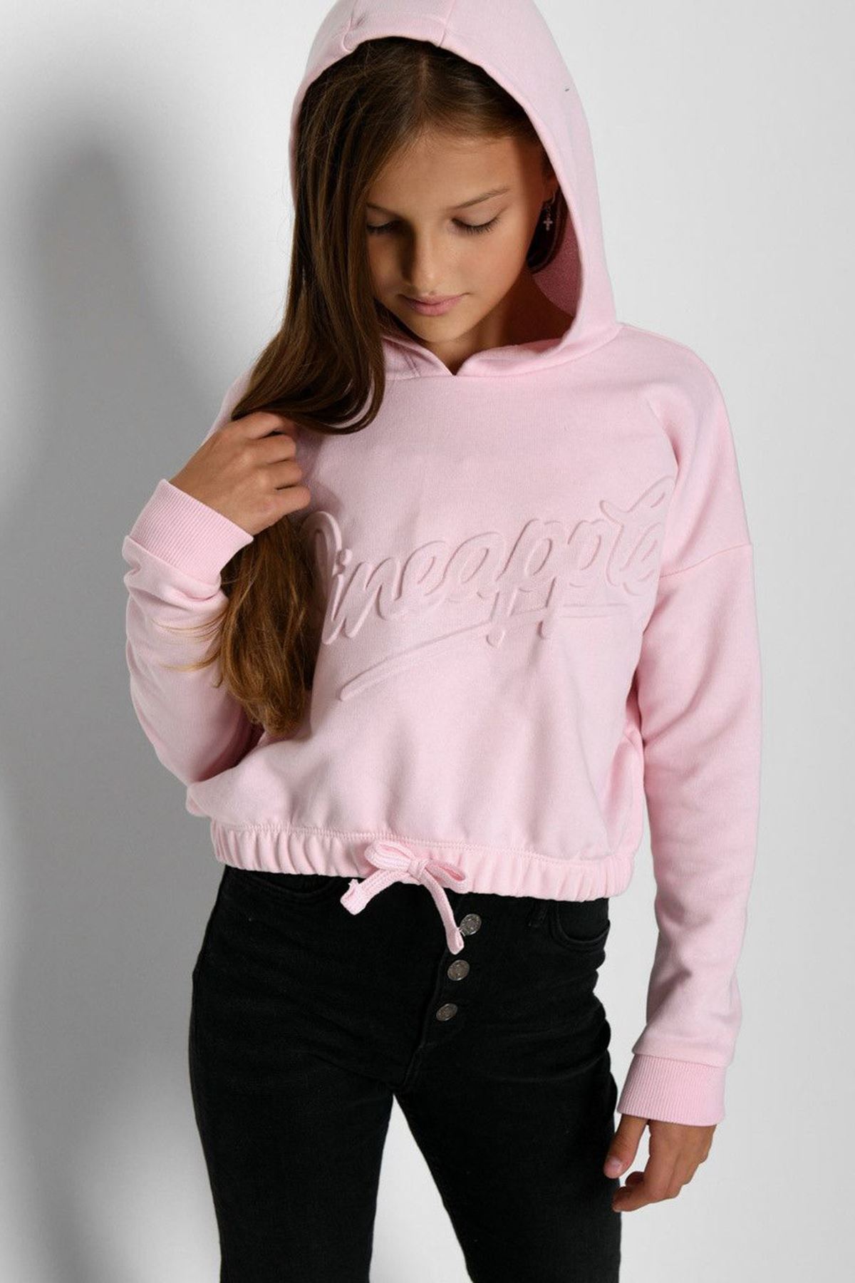 Miniğimin Cicileri Pineapple Kabartma Desenli Kız Çocuk Sweat - Pembe