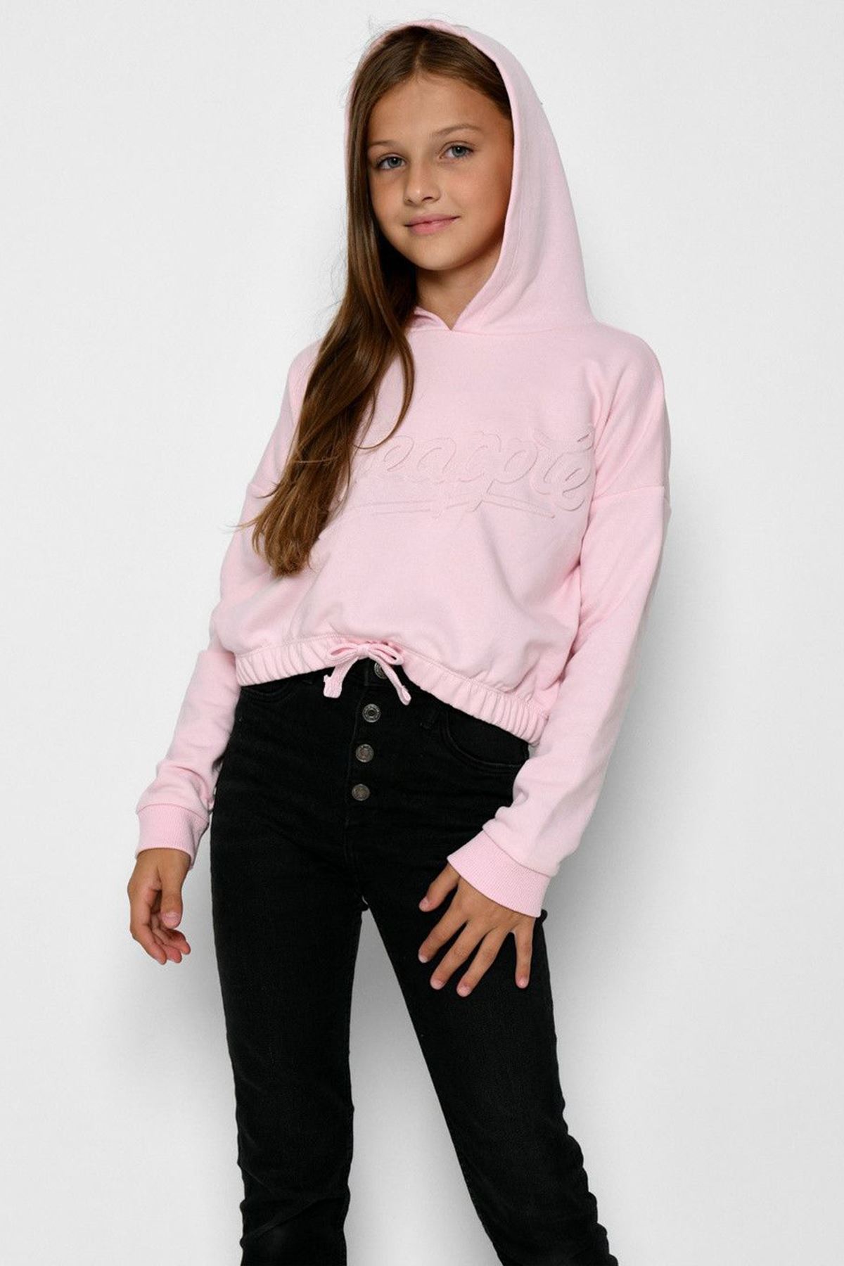 Miniğimin Cicileri Pineapple Kabartma Desenli Kız Çocuk Sweat - Pembe