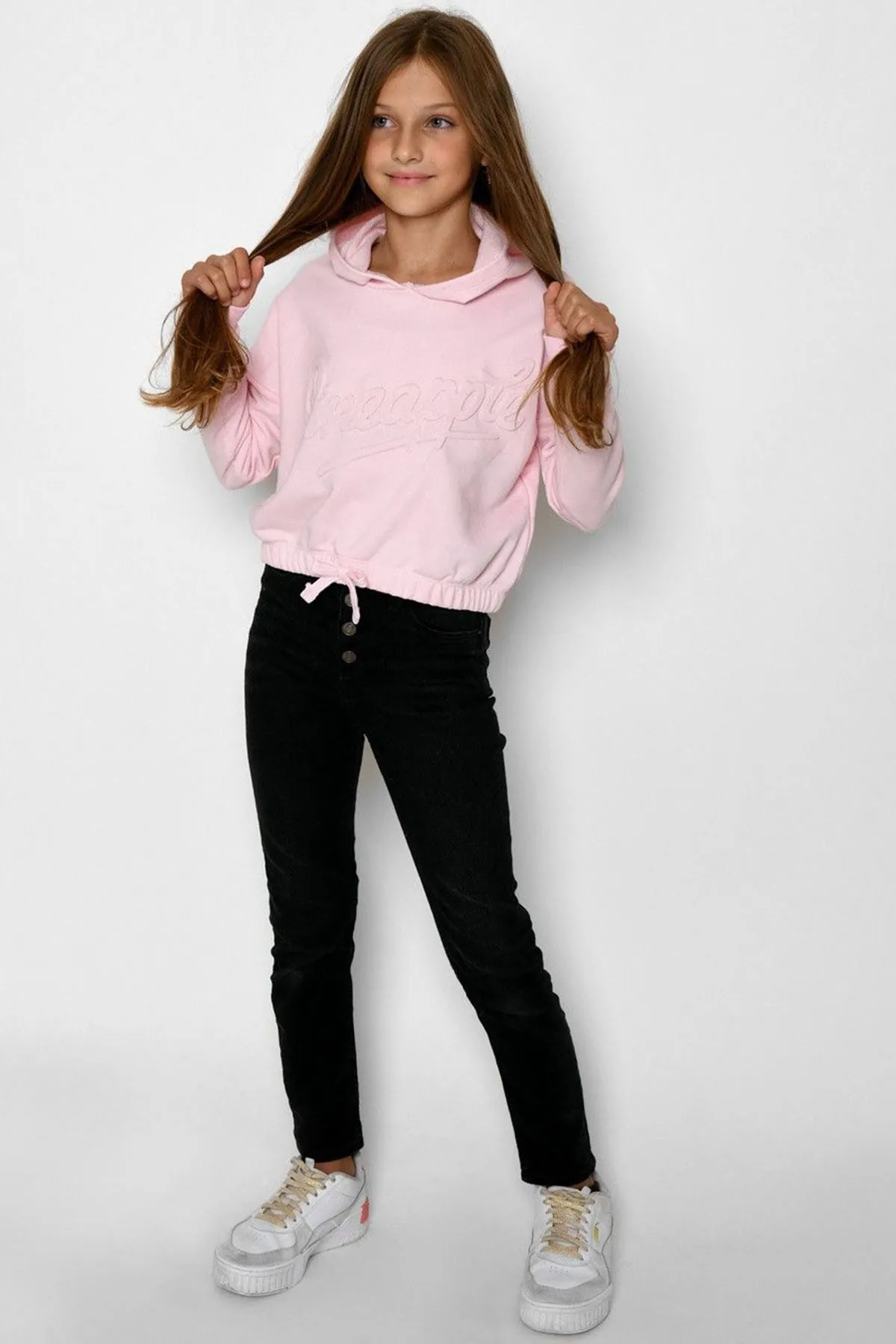 Miniğimin Cicileri Pineapple Kabartma Desenli Kız Çocuk Sweat - Pembe