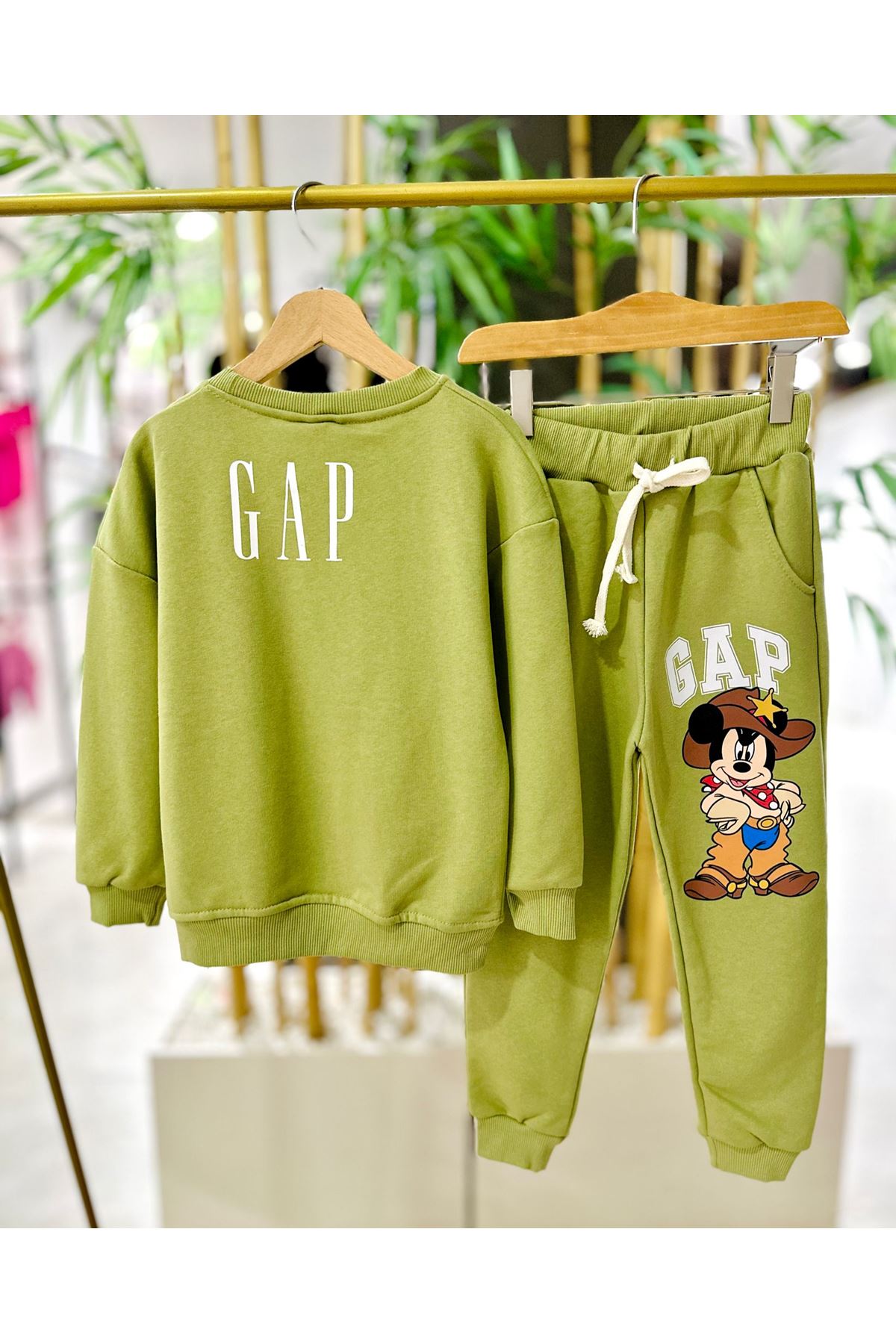 Miniğimin Cicileri Kovboy Mck Baskılı 2 li Erkek Çocuk Takım - Yeşil