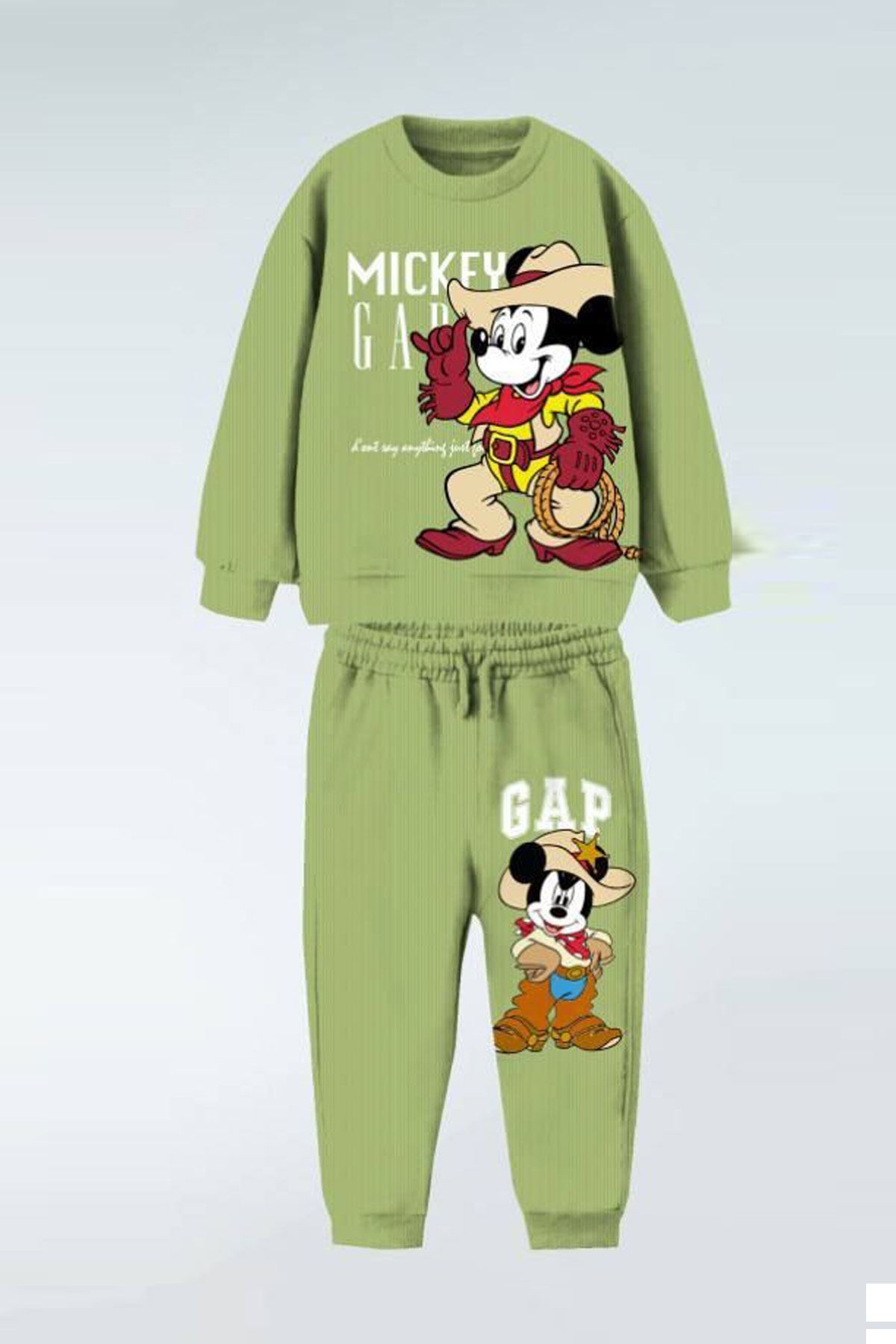 Miniğimin Cicileri Kovboy Mck Baskılı 2 li Erkek Çocuk Takım - Yeşil