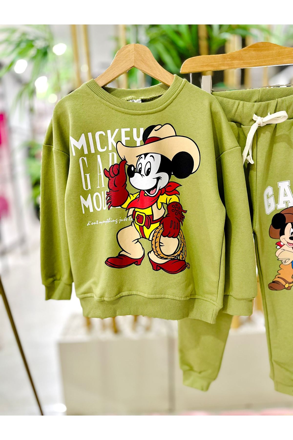 Miniğimin Cicileri Kovboy Mck Baskılı 2 li Erkek Çocuk Takım - Yeşil