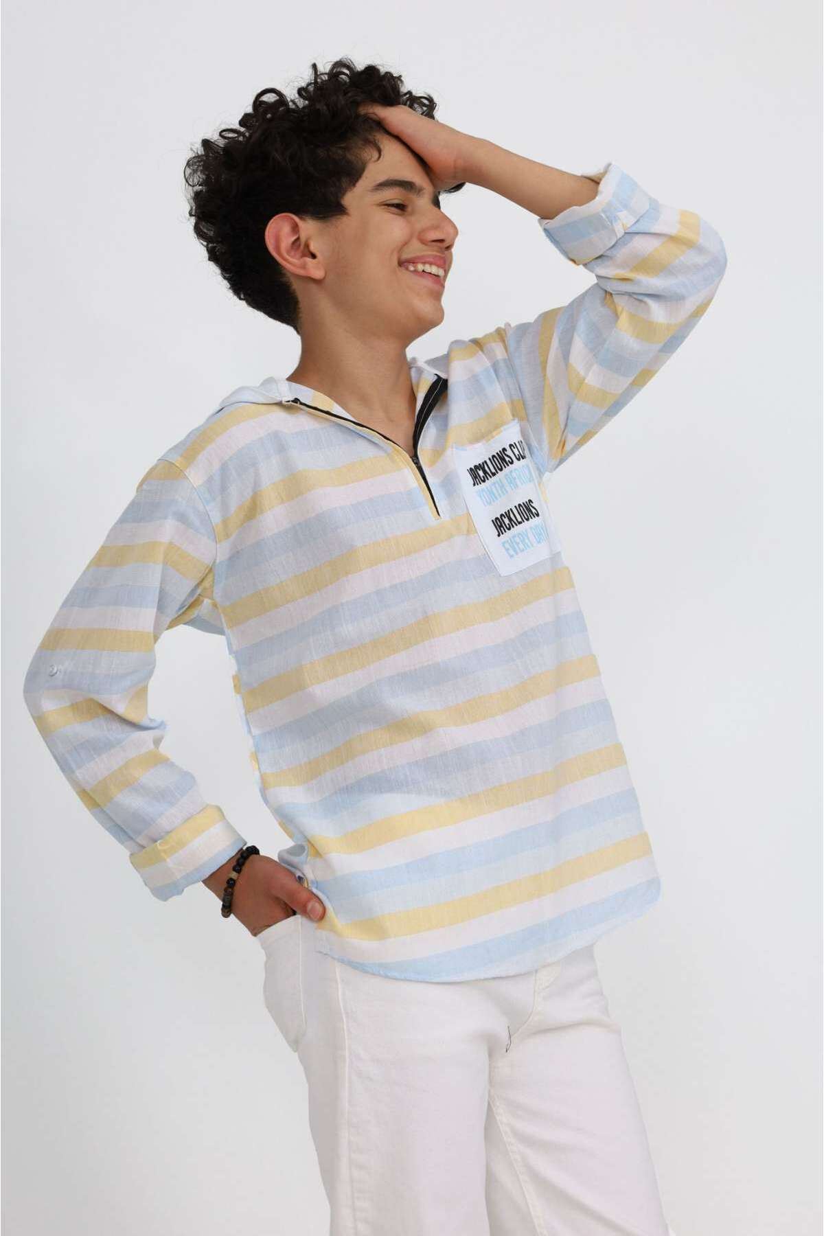 Miniğimin cicileri renk geçişli kapüşonlu gömlek