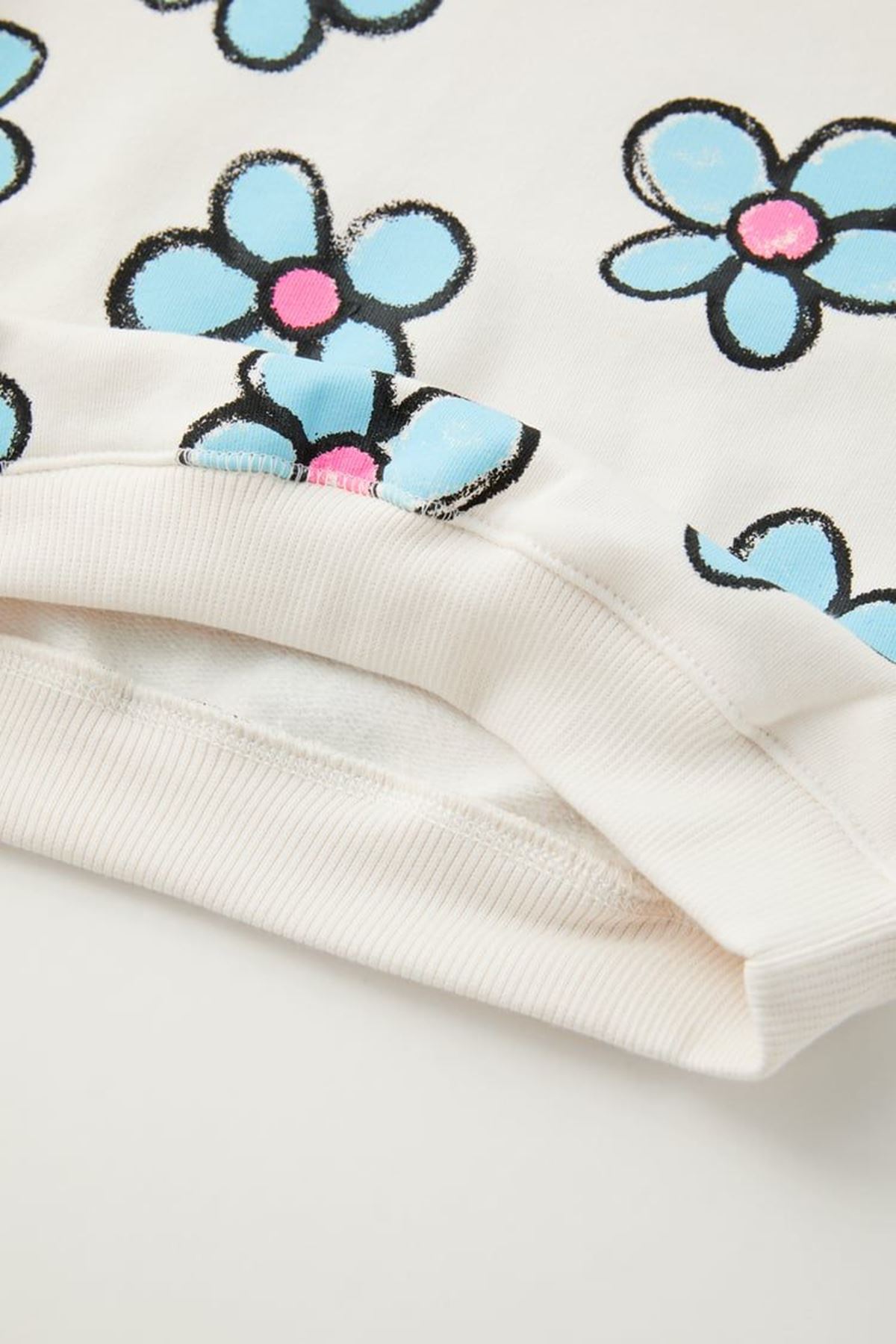 Miniğimin Cicileri Çiçek Baskılı Fitilli Taytlı Alt Üst takım - Krem