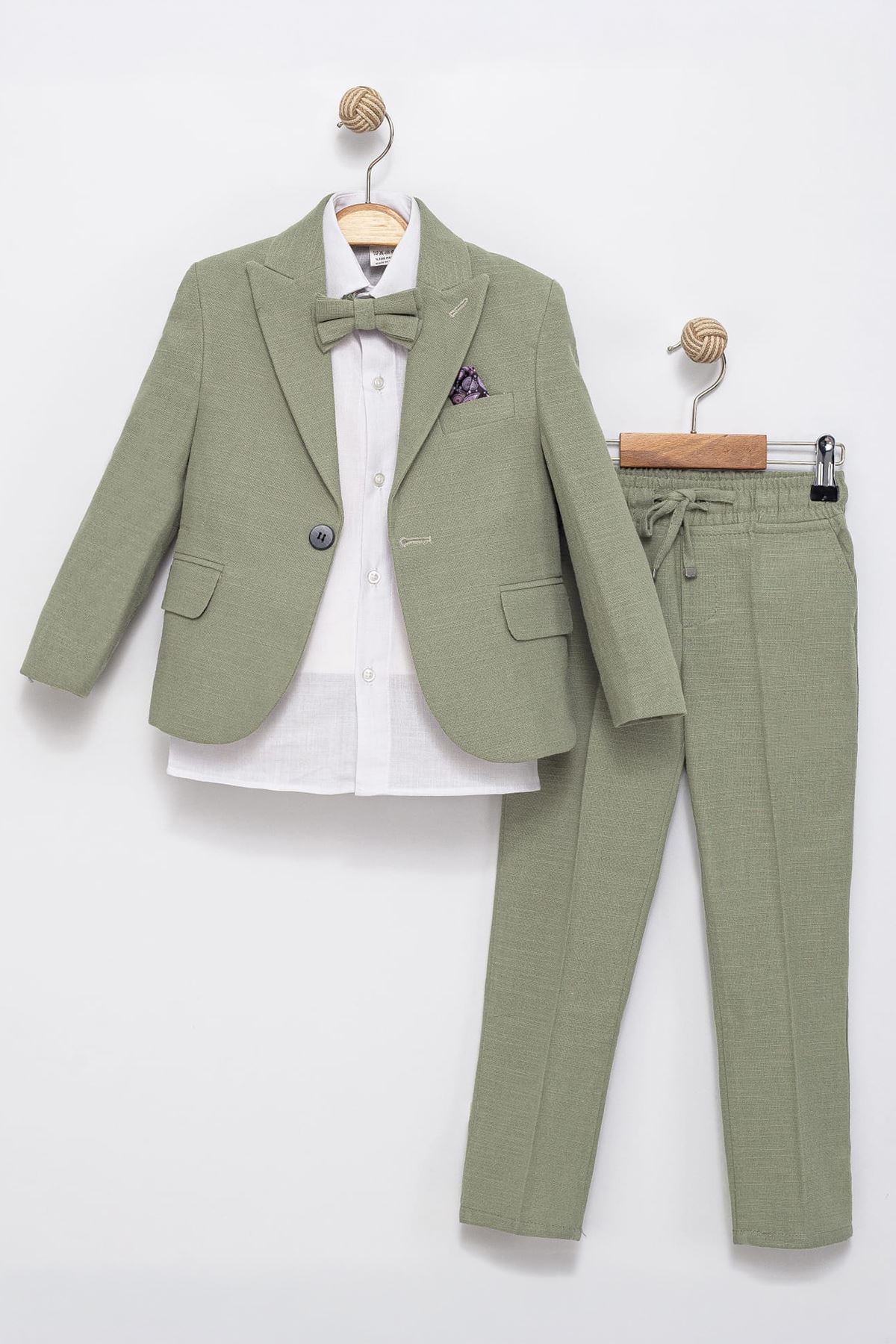 Miniğimin Cicileri Papyonlu Erkek Çocuk Takım Elbise 4’lü Set - Yeşil
