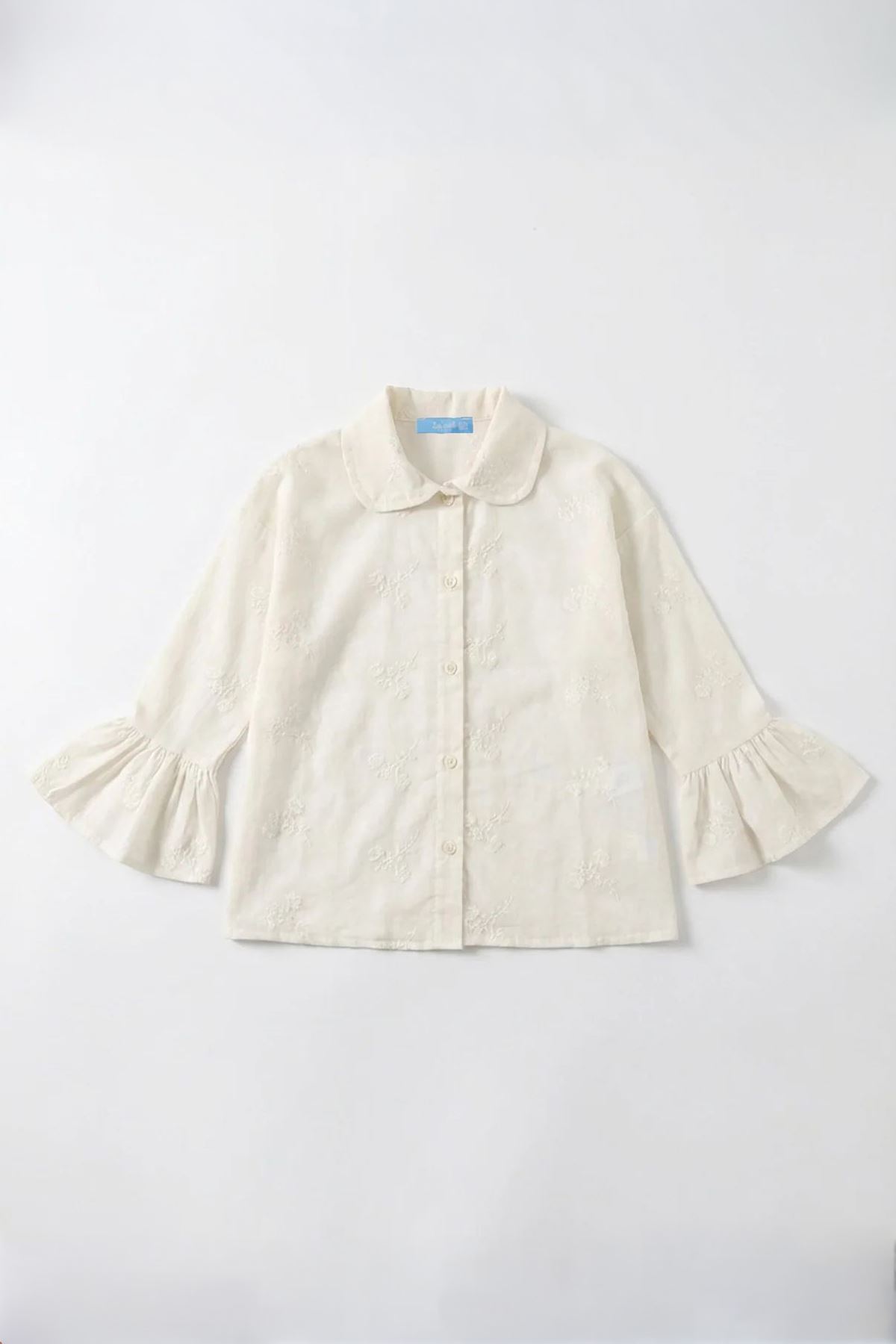 Miniğimin Cicileri Vintage Kot Yelekli Fırfır Kol Gömlekli Kız Çocuk 3’lü Jean Takım - Mavi